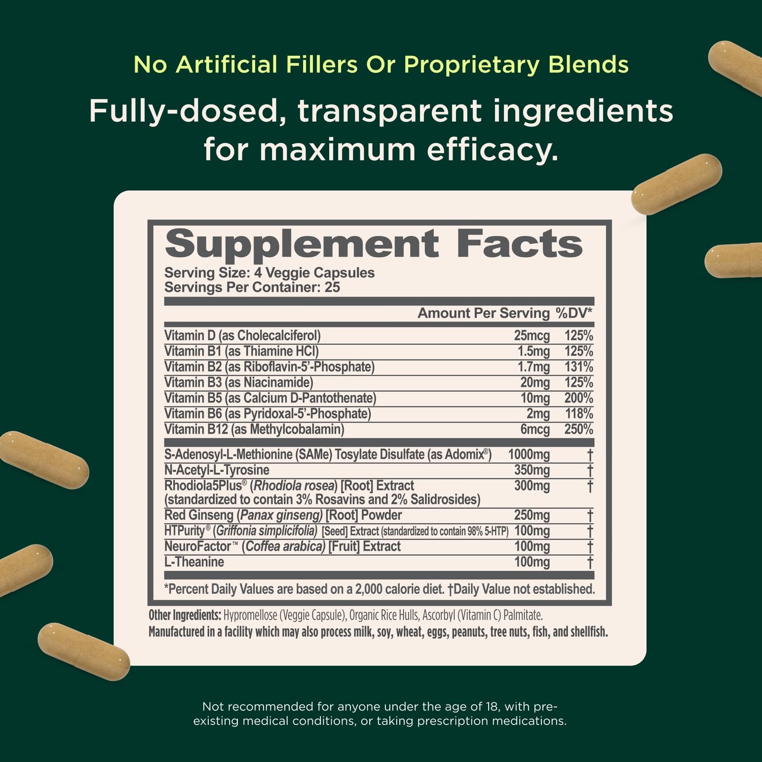 Genius Joy, Nootropic Mood Enhancer Supplement - Support Cognitive Health, Enhance Mood & Neural Function with Brain Boosting L-Theanine, Panax Ginseng & SAM-e - Organic, Non-GMO, & Gluten-Free The Genius Brand buy supplements canada