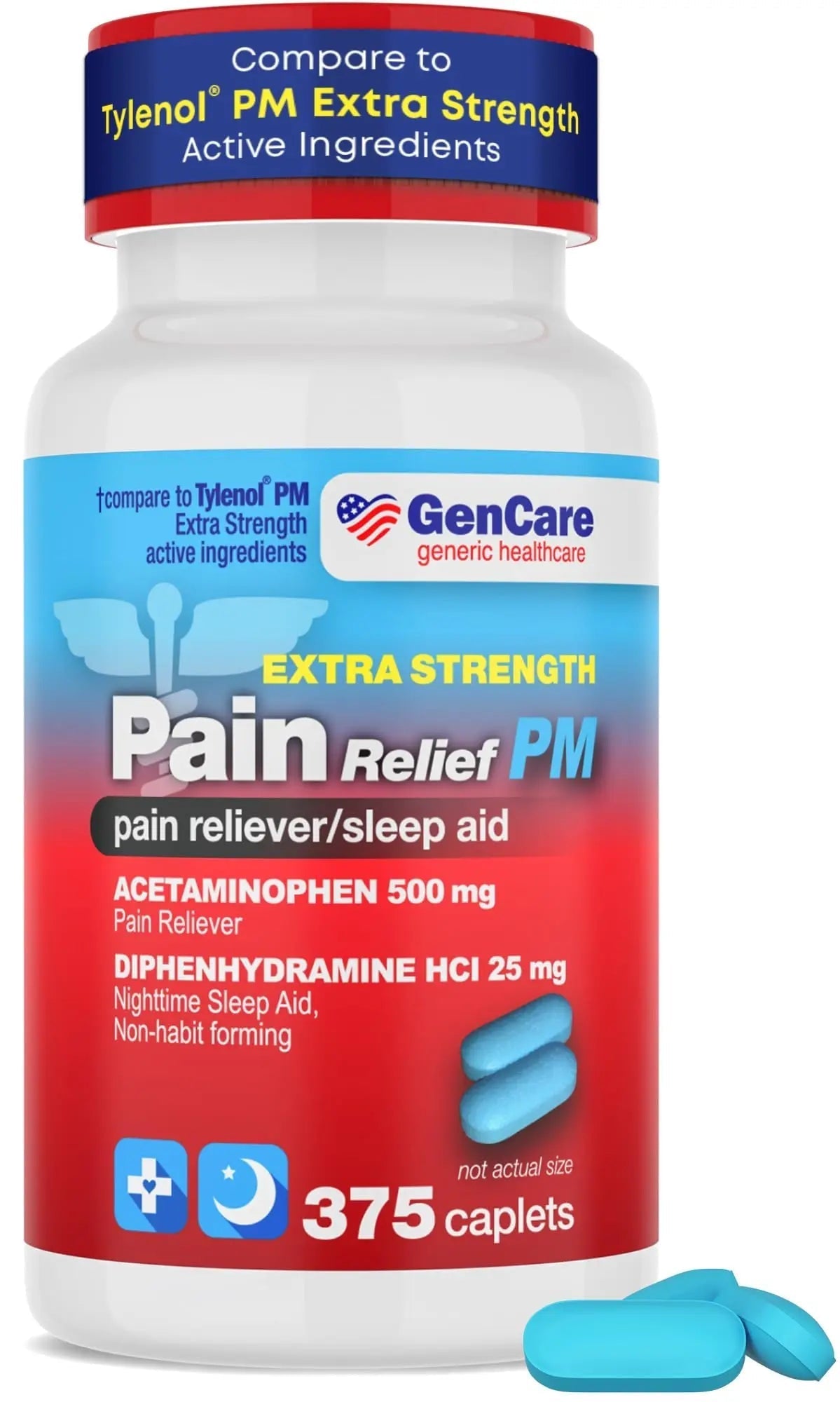 GenCare Extra Strength Acetaminophen PM 500 mg (375 Tablets) | Ultimate Pain Relief & Sleep Support for Adults | Quick Acting & Non Habit Forming Headache Relief | Eases Aches & Joint Discomfort GenCare buy supplements canada