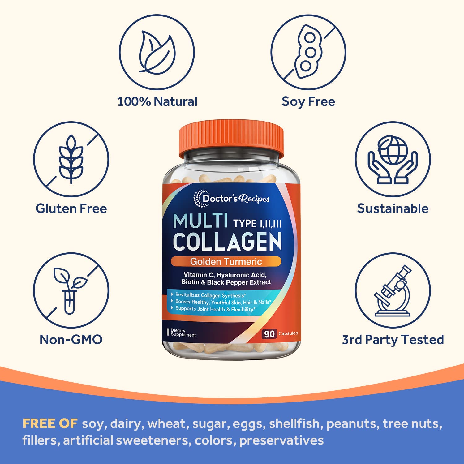 Doctor's Recipes Multi Collagen Complex with Golden Turmeric, Vitamin C, Biotin, Hyaluronic Doctor's Recipes buy supplements canada