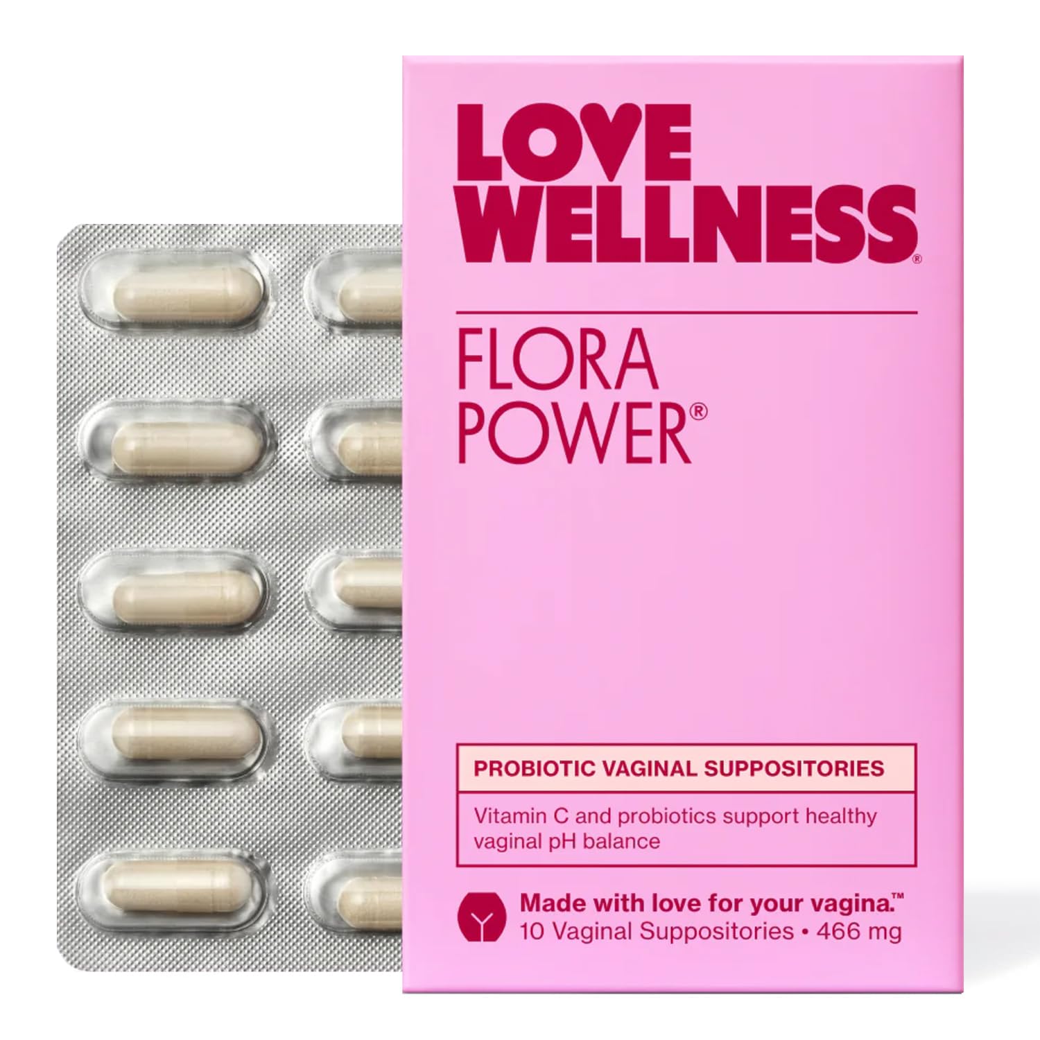 Love Wellness Flora Power | Vaginal Probiotic Suppositories with Vitamin C | Supports pH Balance & Vaginal Health | Fragrance-Free, Non-GMO & Paraben-Free | 10 Count Love Wellness buy supplements canada
