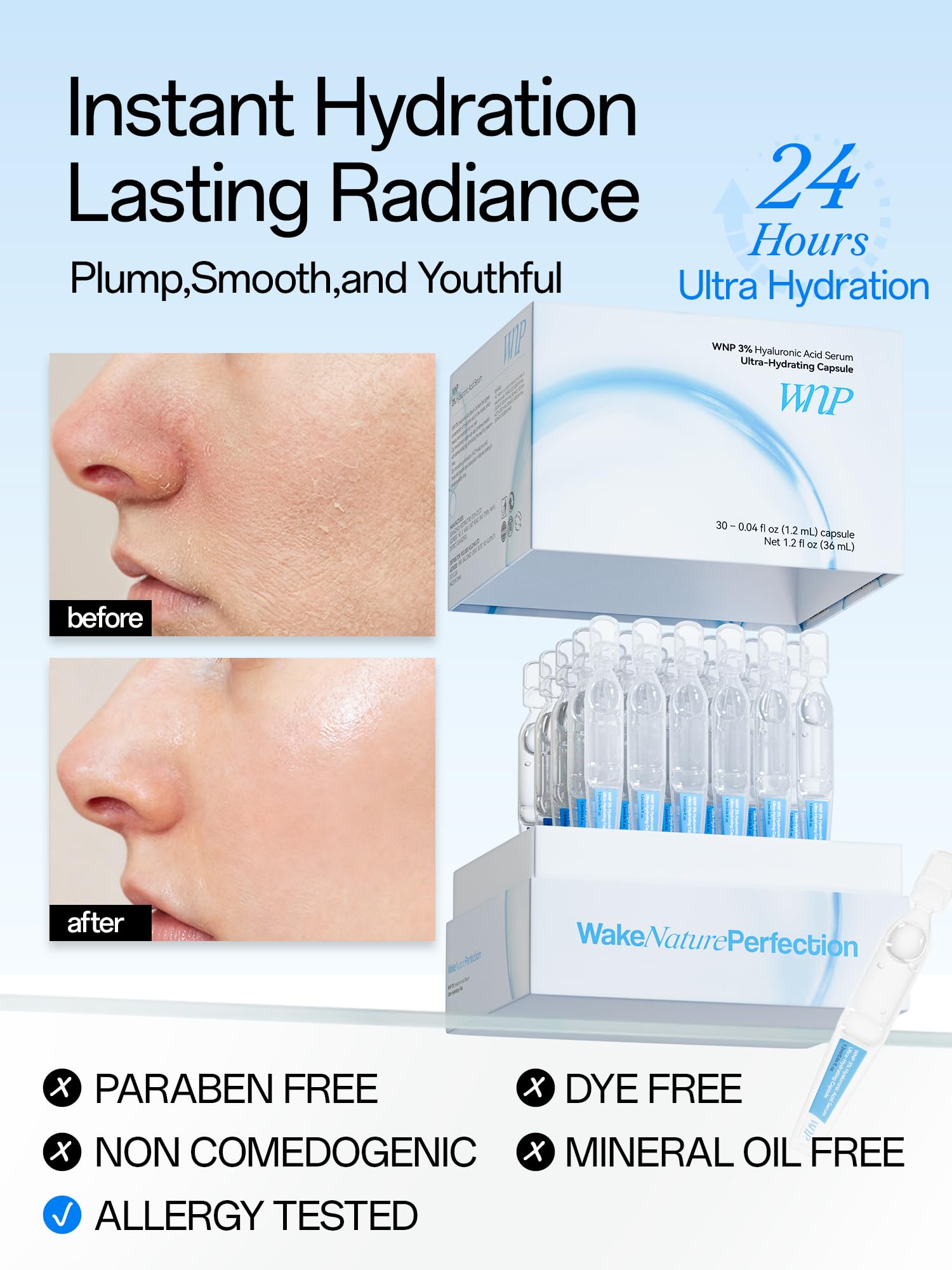 WNP Hyaluronic Acid Serum 3% for Face with 4D Multi-Layer Hydration | Ultra Hydrating Anti-Aging Serum | Moisturizer for Dry & Sensitive Skin WNP buy supplements canada