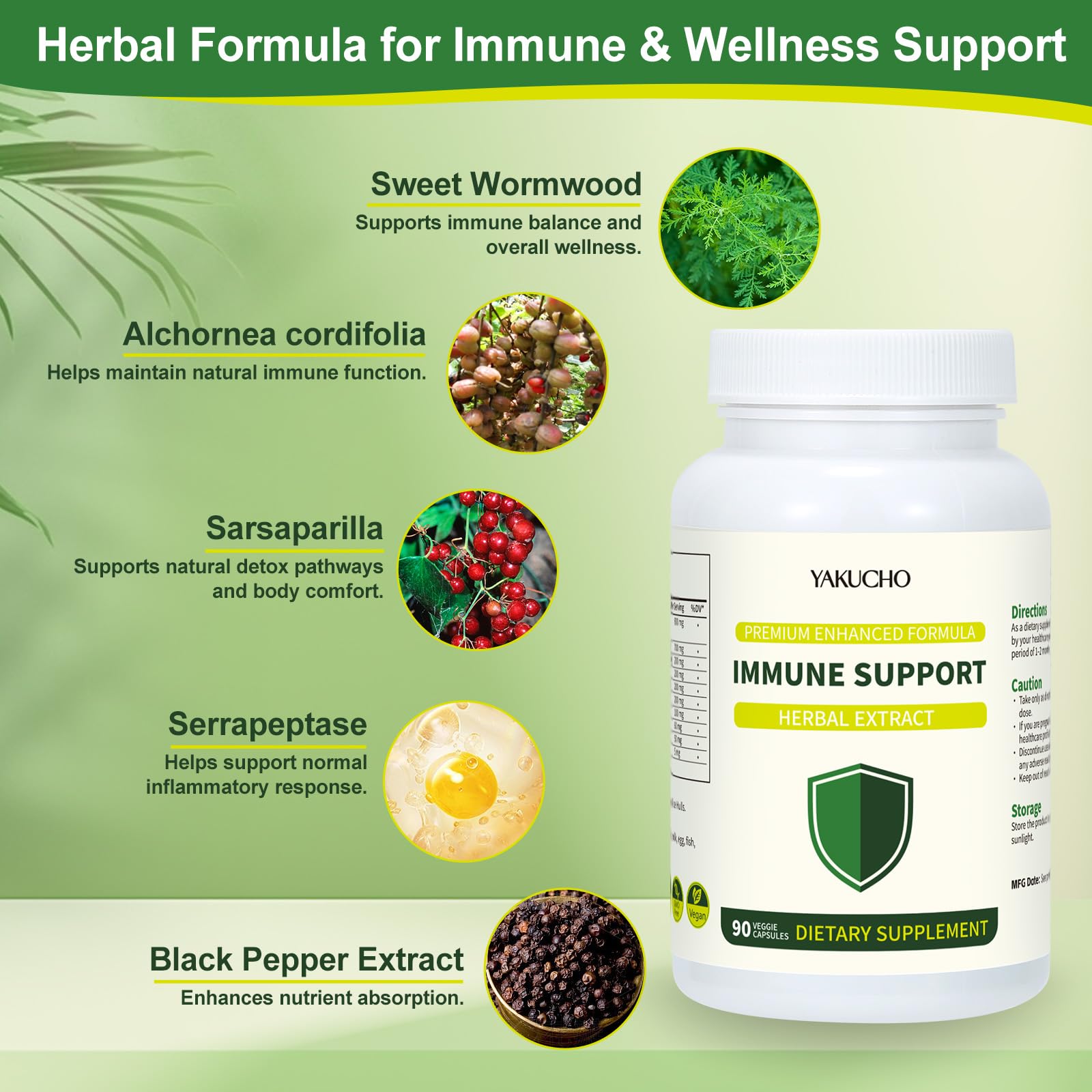 Herbal Immune Support Supplement, Vegan Capsules with Japanese Knotweed, Cat’s Claw, Skullcap & Sanguinolenta, Supports Immune Health & Overall Wellness, Gluten-Free Yakucho buy supplements canada