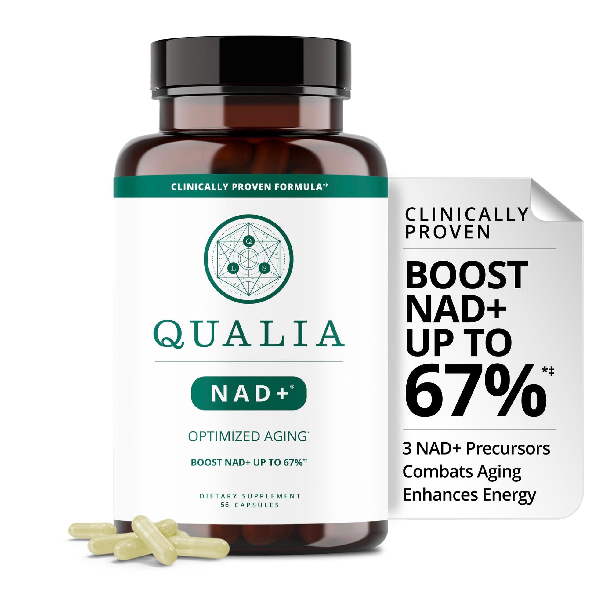 Qualia NAD Supplement — Clinically Proven to Boost NAD+ up to 67%. Optimized Aging, Energy, Focus. Elite NAD+ Booster Ingredients Nicotinamide Riboside (NIAGEN), Niacin, Niacinamide (1 Month Supply) QUALIA LIFE SCIENCES buy supplements canada