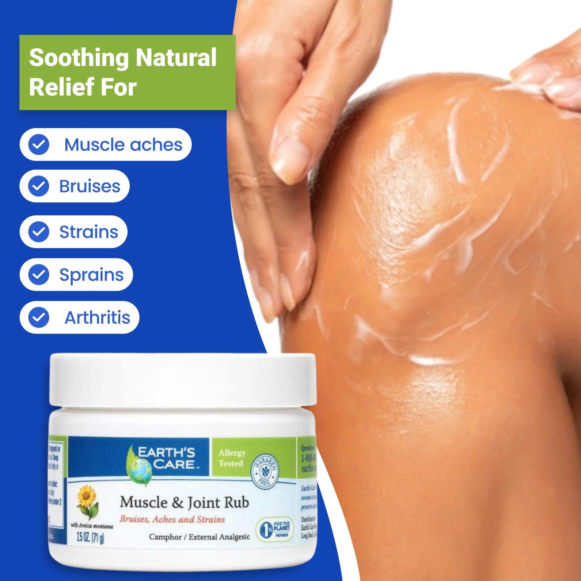 Earth's Care Muscle & Joint Rub - for Sore Muscles, Bruises, Aches and Strains - 2.5 OZ. Earth's Care buy supplements canada