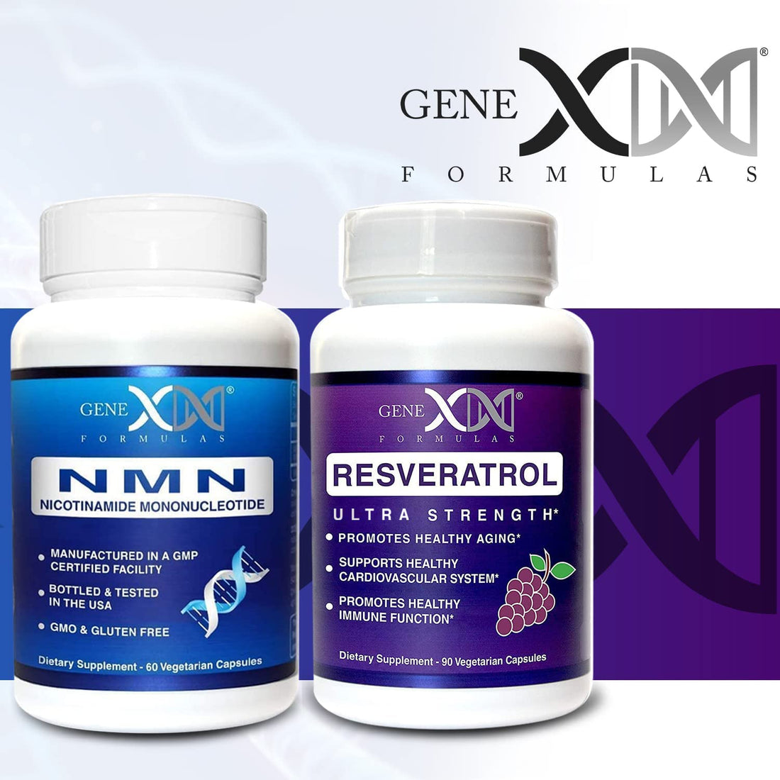 Genex Formulas NMN and Resveratrol Dynamic Duo Supplements | 250mg NAD+ Precursor and Ultra Strength 1500mg Resveratrol w/BioPerine, for Healthy Aging Support Genex Formulas buy supplements canada