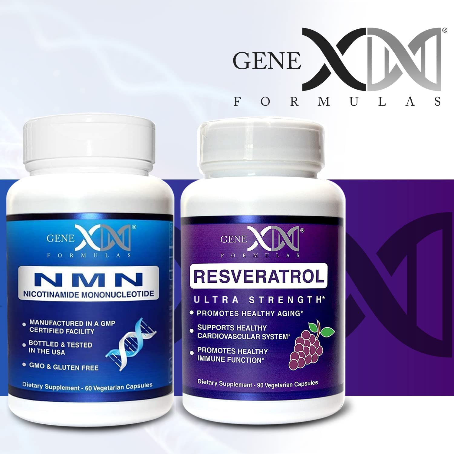 Genex Formulas NMN and Resveratrol Dynamic Duo Supplements | 250mg NAD+ Precursor and Ultra Strength 1500mg Resveratrol w/BioPerine, for Healthy Aging Support Genex Formulas buy supplements canada