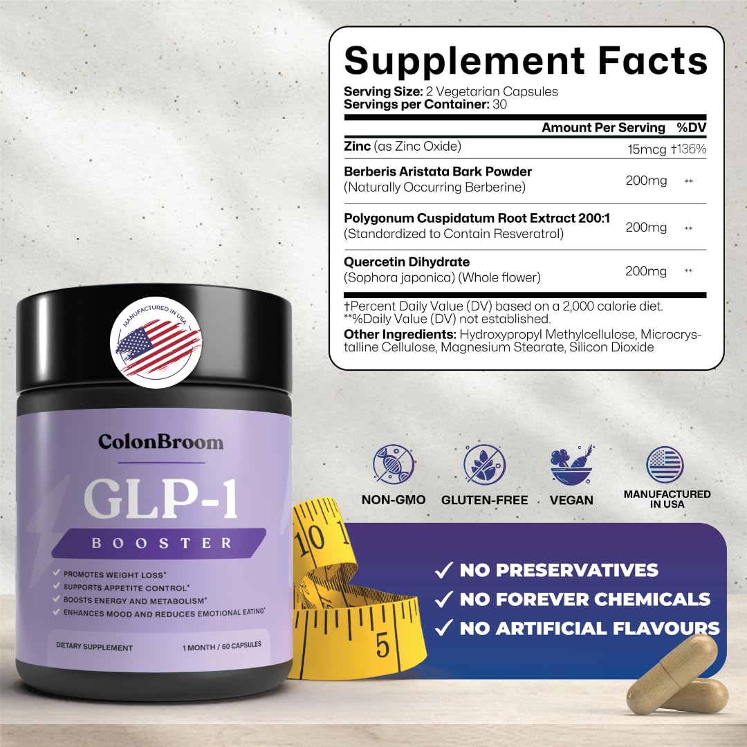 ColonBroom GLP-1 Weight Management Supplement for Women & Men - GLP1 Supports Gut Health, Metabolic Wellness & Appetite Regulation - Vegan, Gluten-Free Diet Capsules | 180 Count (New Formula) ColonBroom buy supplements canada