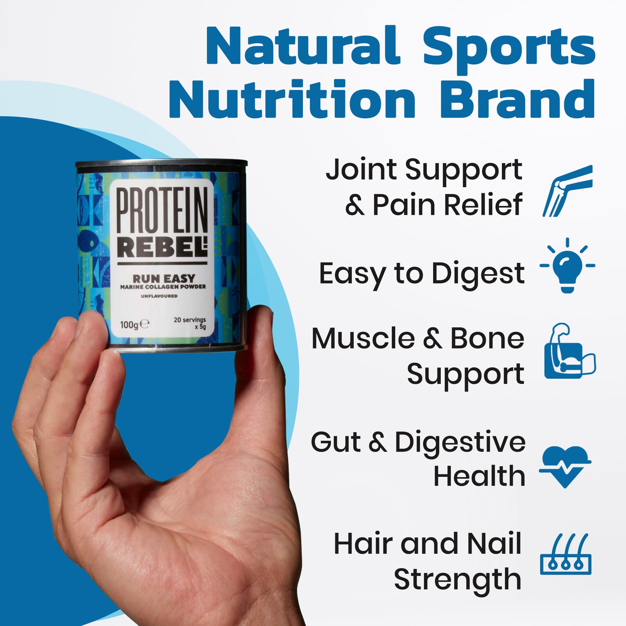 Protein Rebel - Run Easy Marine Collagen Powder for Running, Joint Support - Unflavoured Powder Collagen Protein Rebel buy supplements canada