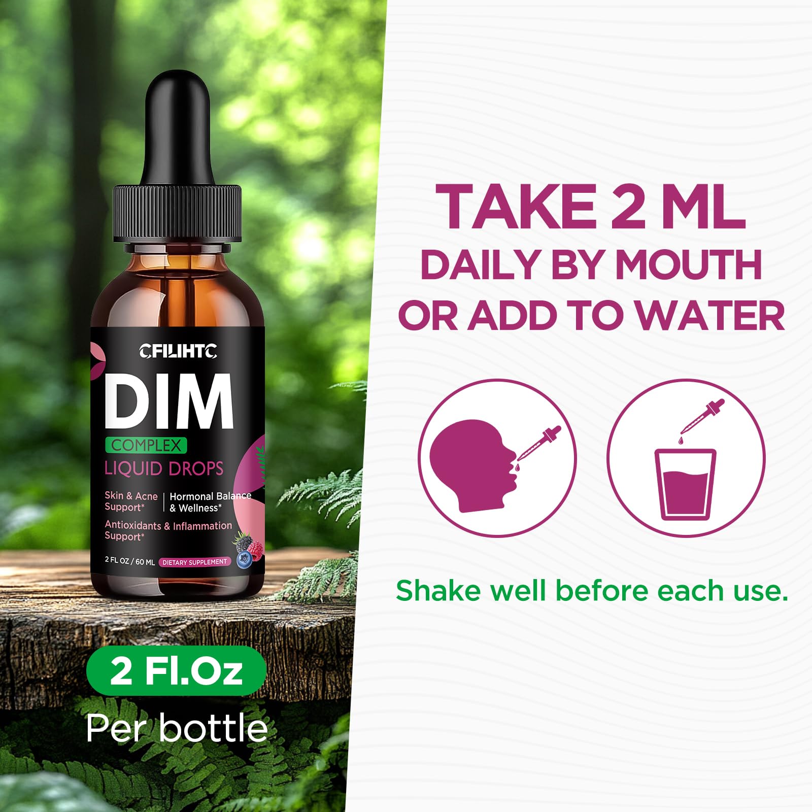 DIM Liquid Drops Supplement Women – Hormone Harmony for Women & Acne Supplements with Multivitamins, Inositol, Sulforaphane - Hormone Balance, Clear Skin & Mood Support, Mixed Berry Flavor 2 Fl Oz CFILIHTC buy supplements canada