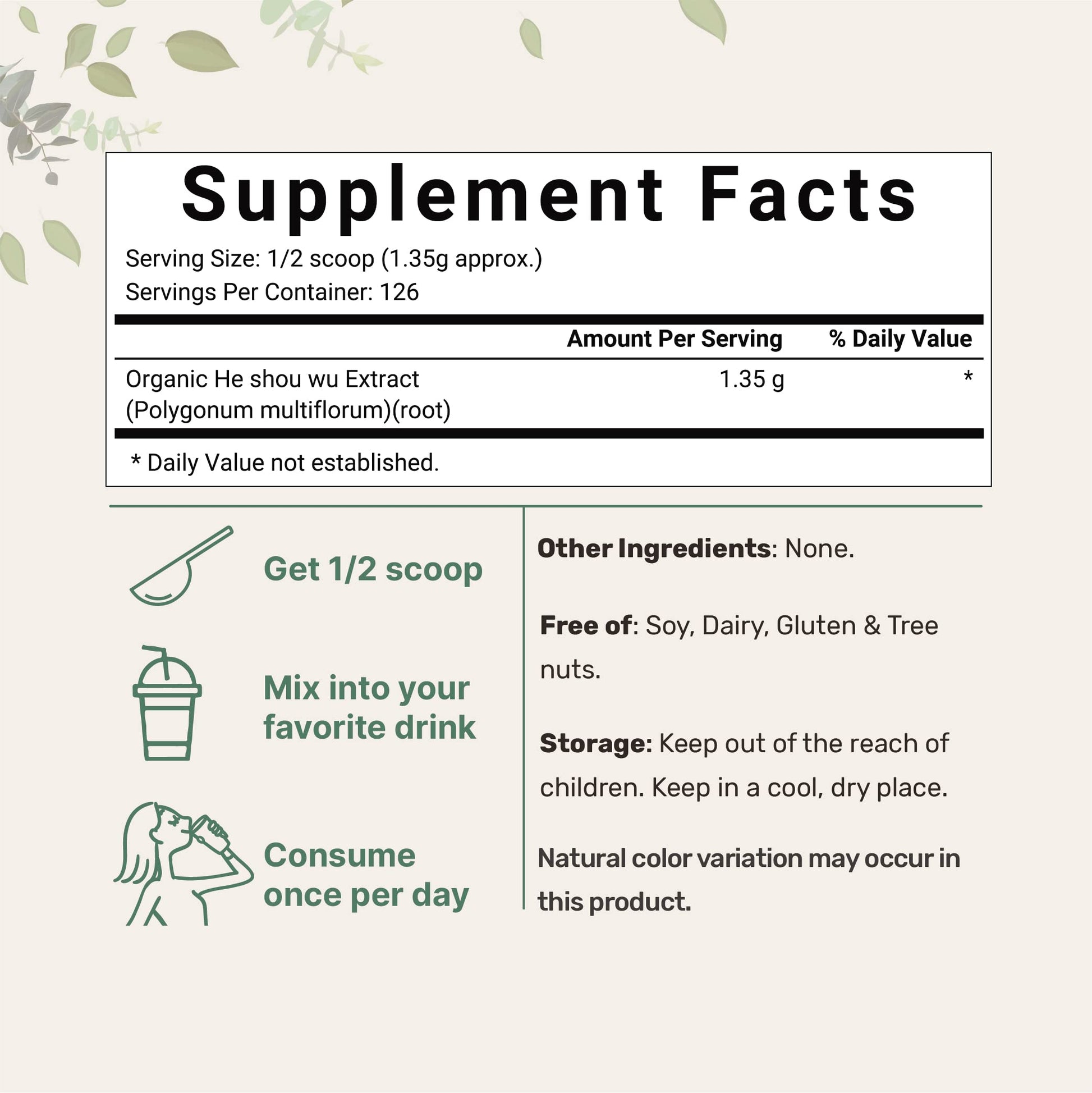 Organic He Shou Wu, Pure Fo Ti Extract Powder, 6 Ounce, Prepared Foti Steaming Micro Ingredients buy supplements canada