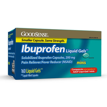GoodSense Ibuprofen Mini Liquid-Gels, 200 mg, Liquid-Filled Capsules, Pain Reliever and Fever Reducer, 160 Count GoodSense buy supplements canada