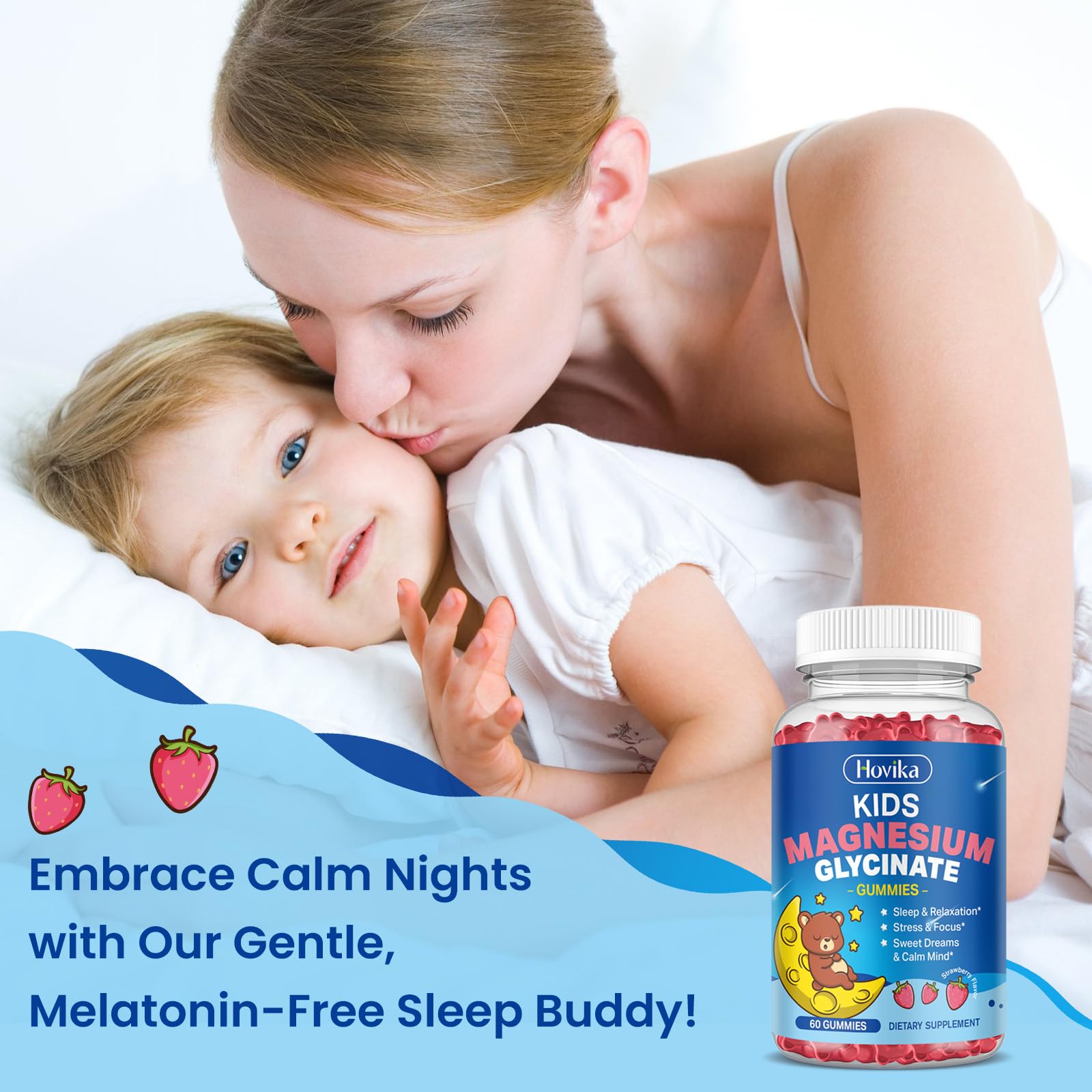 Magnesium Glycinate Gummies for Kids - with L-Theanine, Omega-3, Vitamin B6, D3, Zinc - Kids Magnesium Gummies for Sleep, Relaxation, Calm & Focus - Sugar Free Strawberry 60ct Hovika buy supplements canada