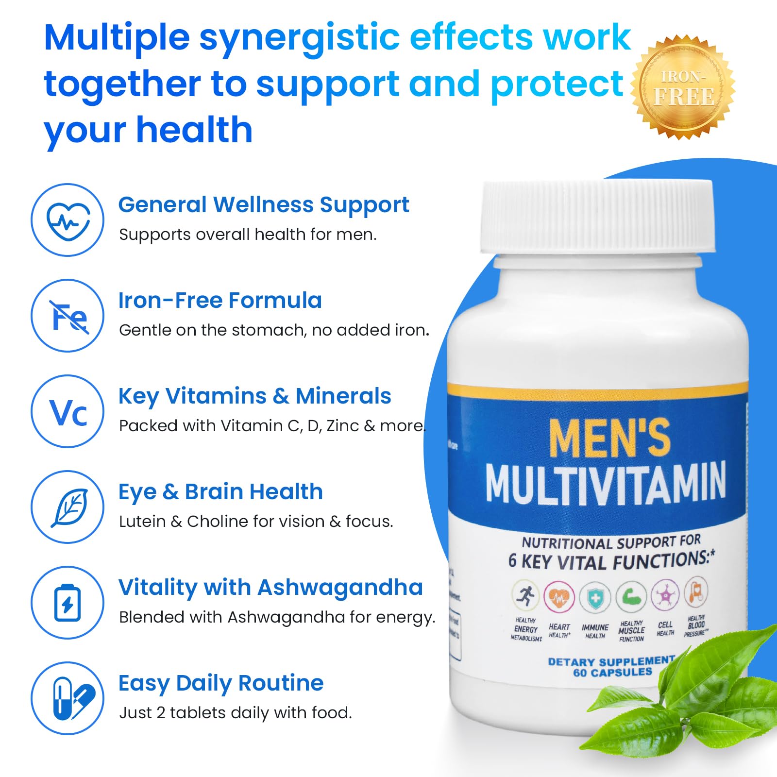 ssumiao Men's Multivitamins Contain 50+ Nutrients Including Vitamin D Daily, Supplement with Vitamin B12, Zinc, Magnesium, Men's Once Daily Multivitamin - 60 Tablets ssumiao buy supplements canada