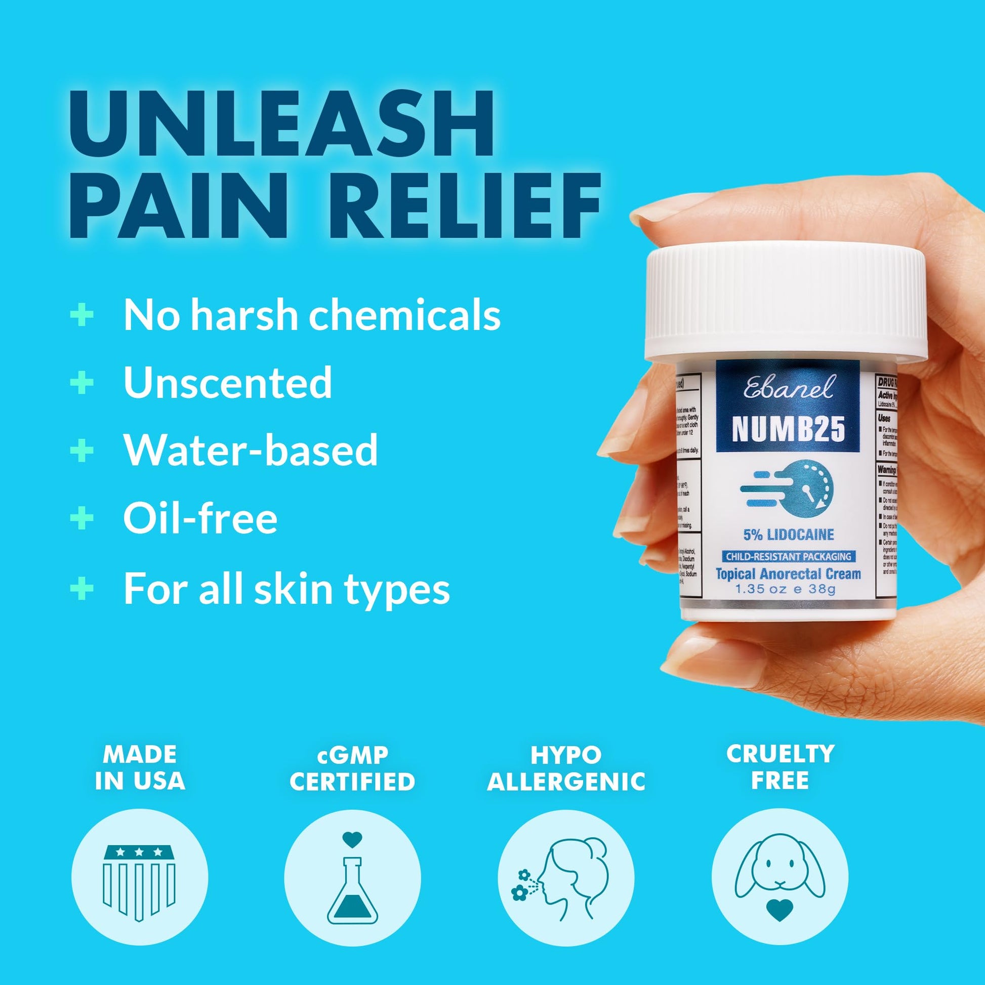 Ebanel 5% Lidocaine Numbing Cream, Pain Relief Burn Itch Numb Cream, Maximum Strength Numb25 Topical Anesthetic with Allantoin, Vitamin E for Local and Anorectal Uses, Hemorrhoid Treatment, 1.35 Oz Aus Healthcare buy supplements canada
