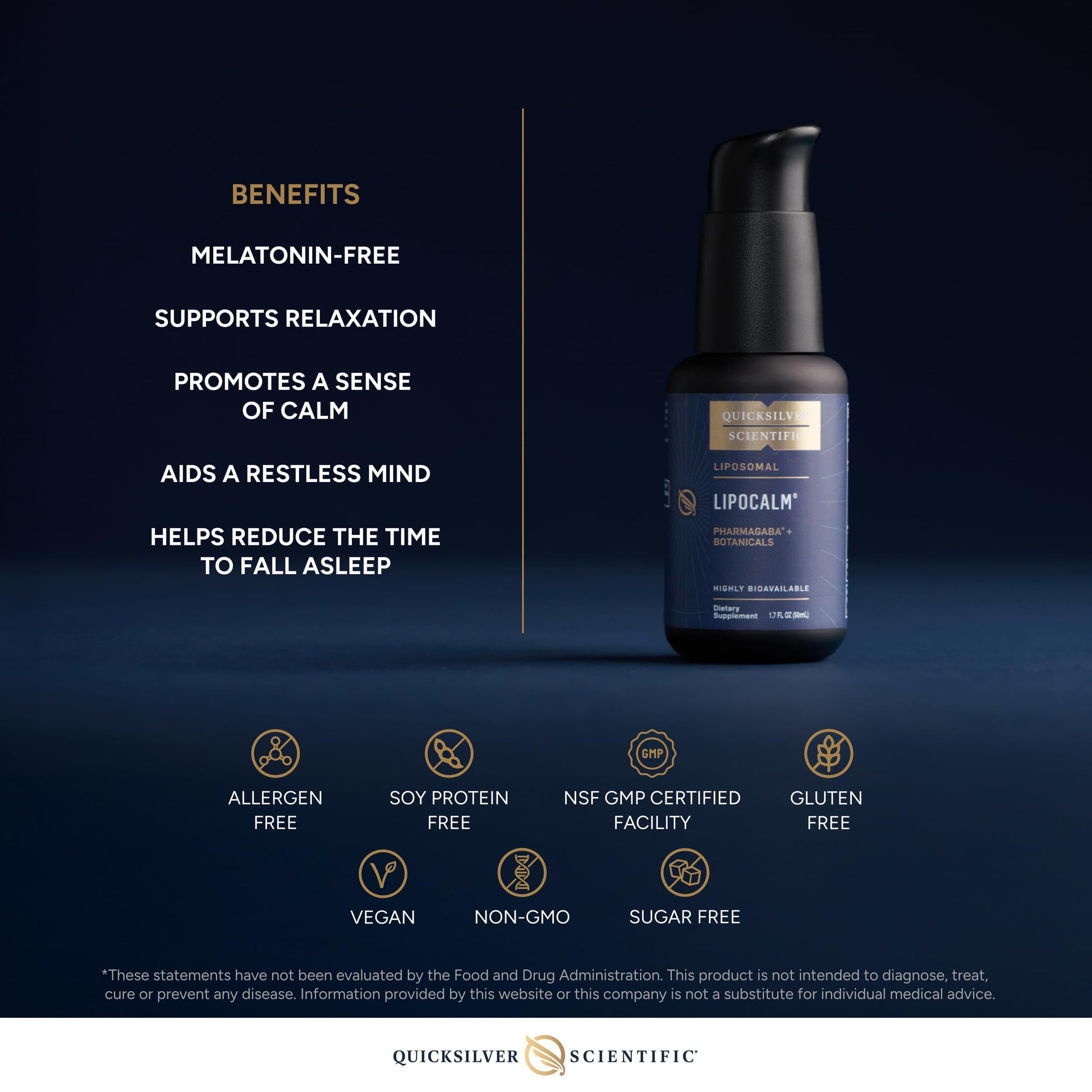Quicksilver Scientific LipoCalm - Liposomal GABA with Herbs for Relaxation Support - Chamomile, Passionflower Herb & Skullcap Supplement for Peace of Mind & Sleep Calm Support (1.7oz / 50ml) Quicksilver Scientific buy supplements canada