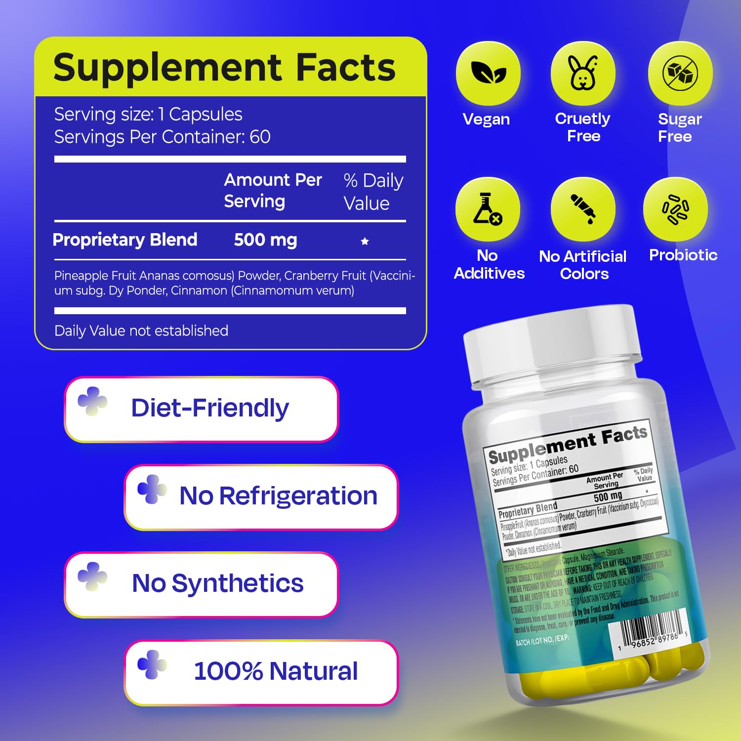 Pineapple Probiotics for Men – 625mg Sweet Spot Formula with Pineapple Extract, Cranberry & Cinnamon, Supports pH Balance & Freshens Taste, 60 Capsules, Made in the USA TASTE THE SWEET SPOT buy supplements canada