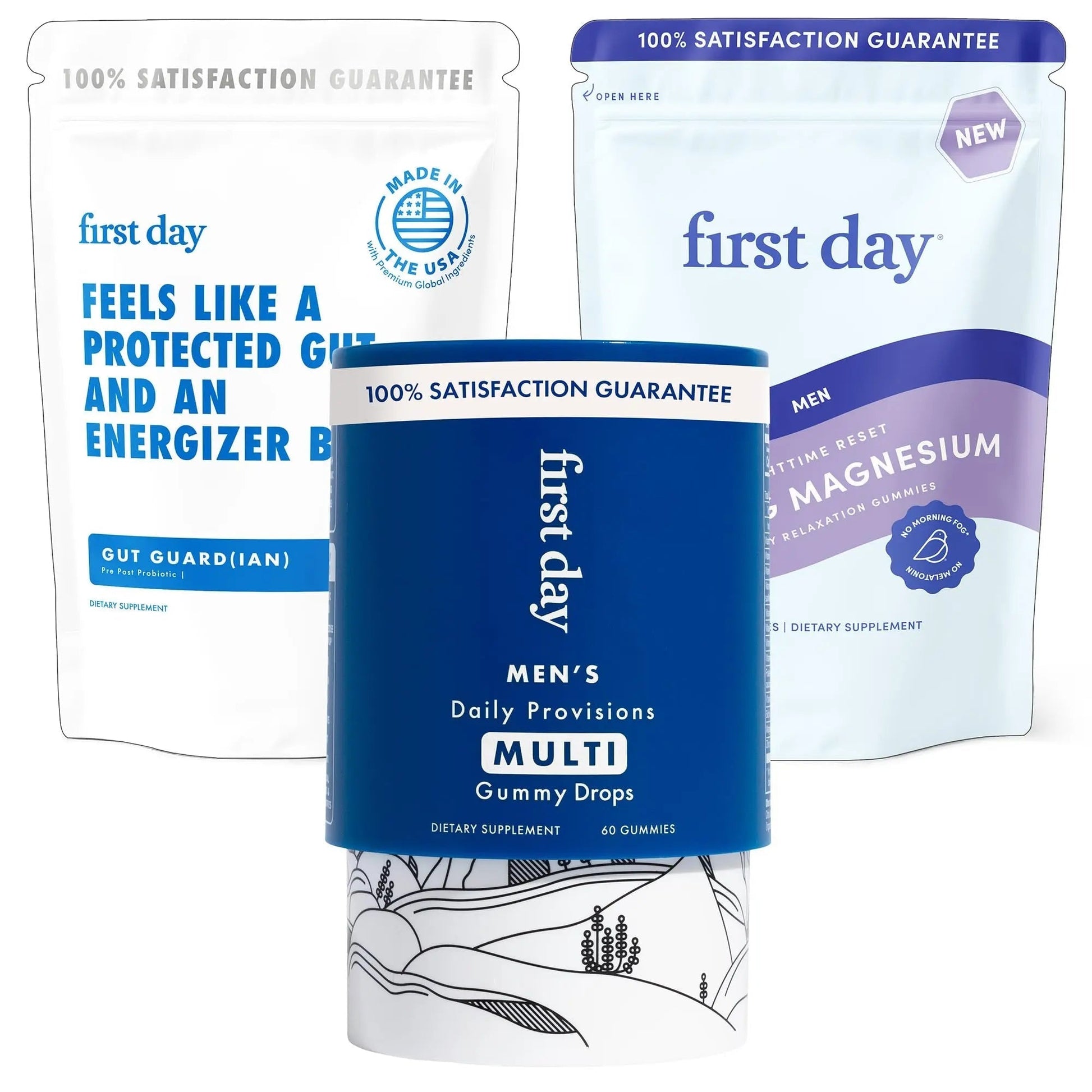 FIRST DAY Men’s Wellness Bundle with Multivitamins, Tribiotics & Calming Magnesium Gummies – Supports Nutrition, Immune & Digestive Health FIRST DAY buy supplements canada