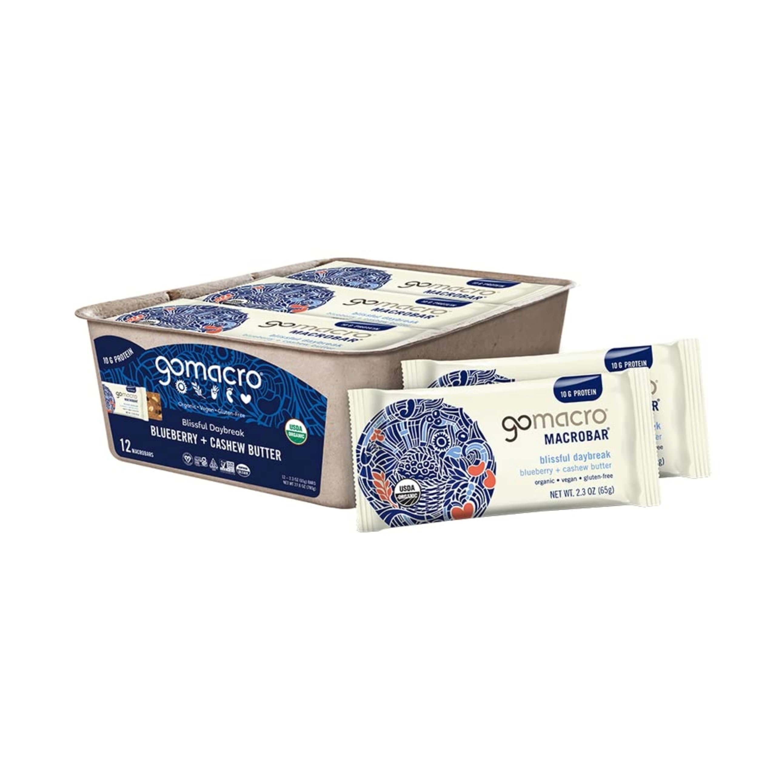 GoMacro Macrobar Organic Vegan Protein Bars - Blueberry + Cashew Butter , 2.3 Ounce GoMacro buy supplements canada