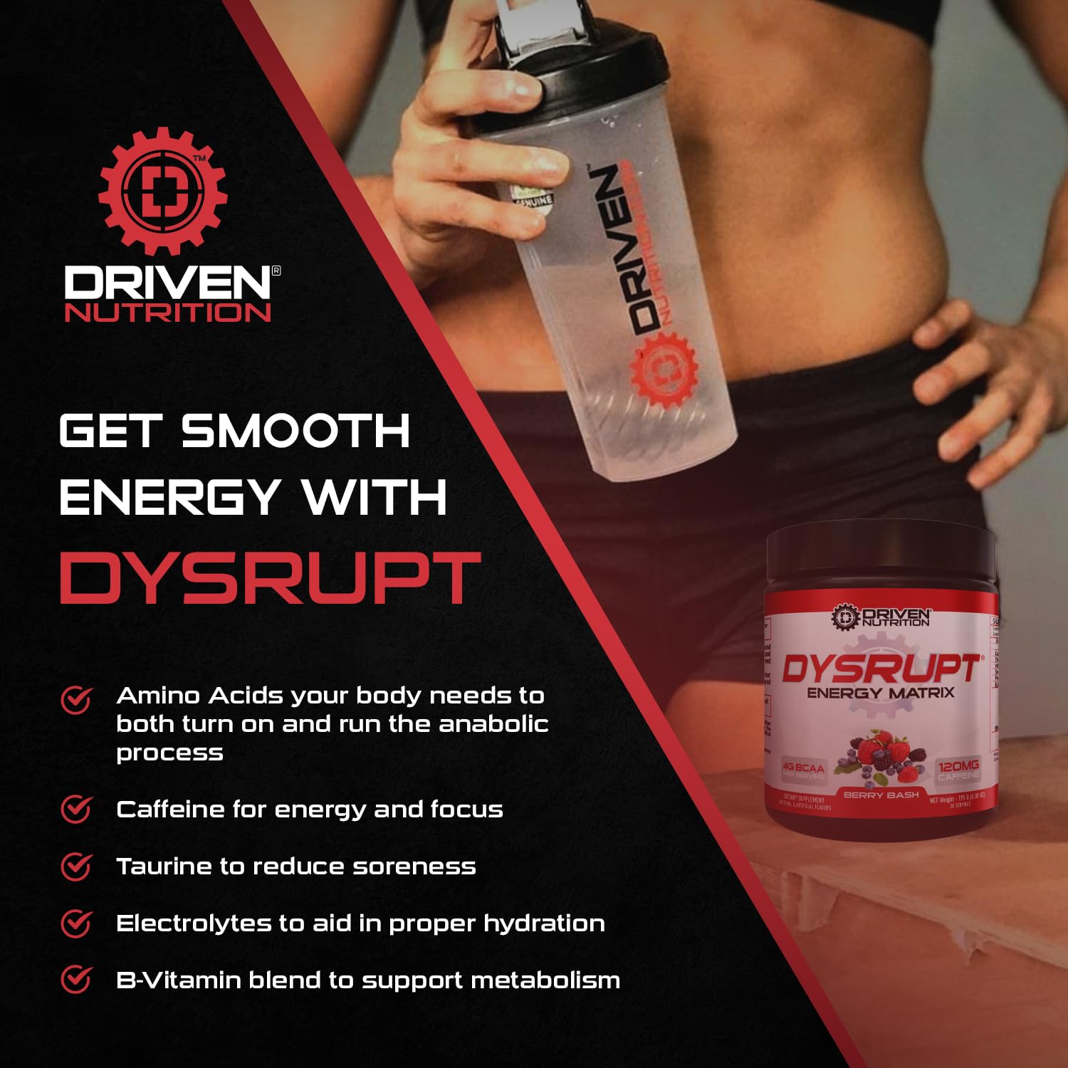 Driven Nutrition DYSRUPT: BCAA + Caffeine with Electrolytes: Sugar & Gluten Free Supplement Driven Nutrition buy supplements canada