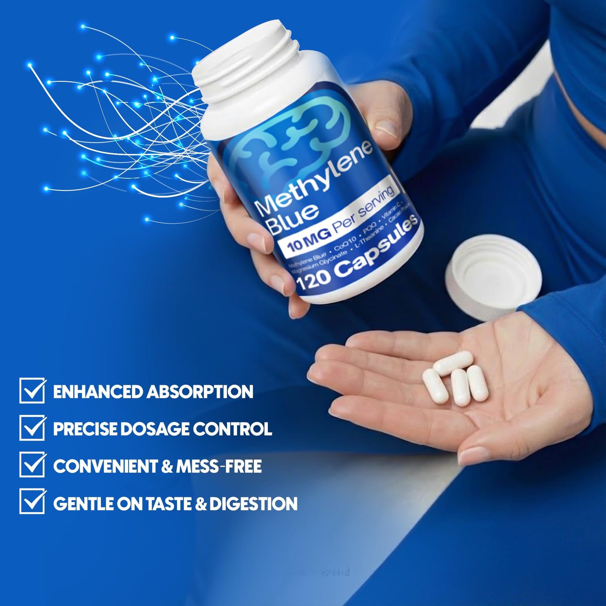 FitVitality Methylene Blue Capsules – Formulate CoQ10, PQQ, Vitamin C, L-Theanine, Cacao – 120 Vegan Capsules per Bottle – No Flavor, Easy Daily Use FitVitality buy supplements canada