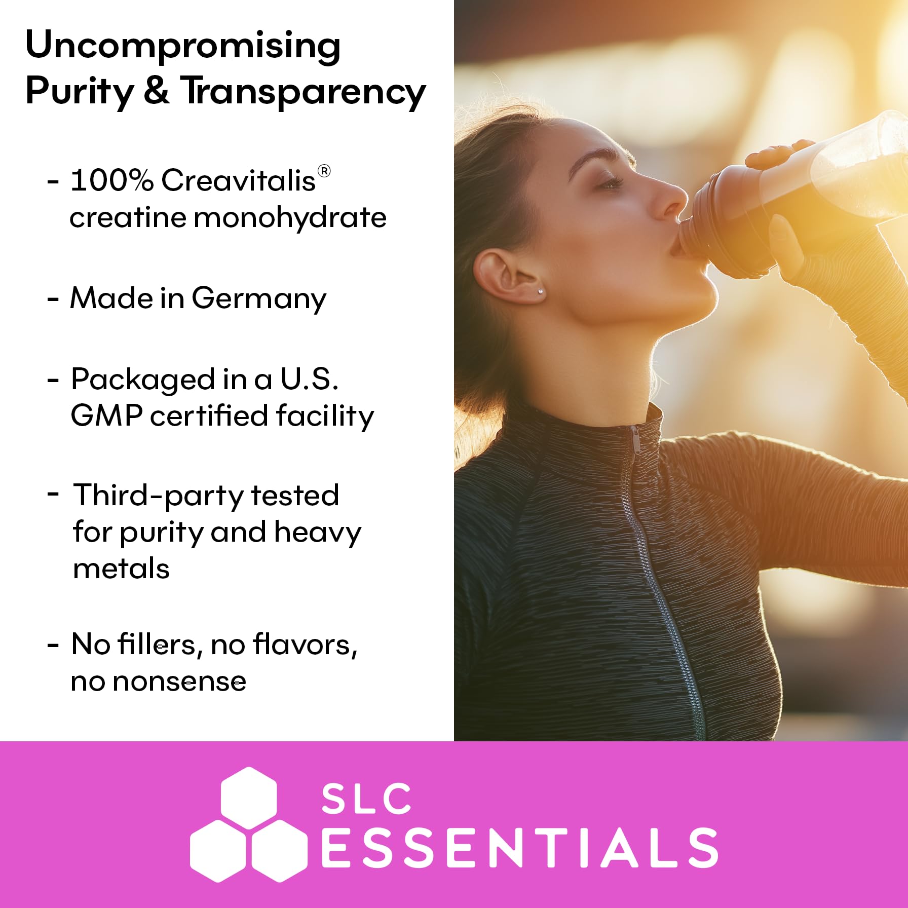SLC Essentials Creatine Monohydrate Powder | 100% Pure Micronized Creavitalis® | German-Made | Unflavored, No Fillers | Supports Muscle Strength, Recovery, & Cognitive Energy | 5g Servings SLC Essentials buy supplements canada