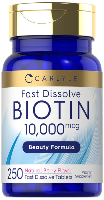 Carlyle Biotin 10000mcg | 250 Fast Dissolve Tablets | Max Strength | Vegetarian, Non-GMO, Gluten Free Supplement Carlyle buy supplements canada