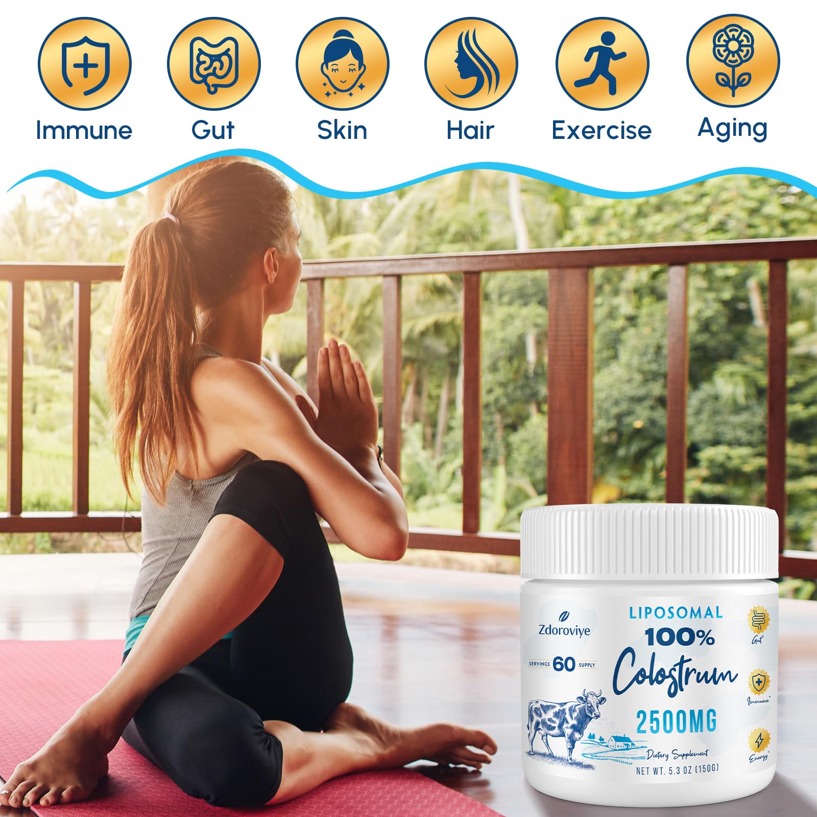 Zdoroviye Liposomal Bovine Colostrum Powder Supplement 2500 mg, Higher Absorption Than Regular Bovine Colostrum (60 Servings) Zdoroviye buy supplements canada