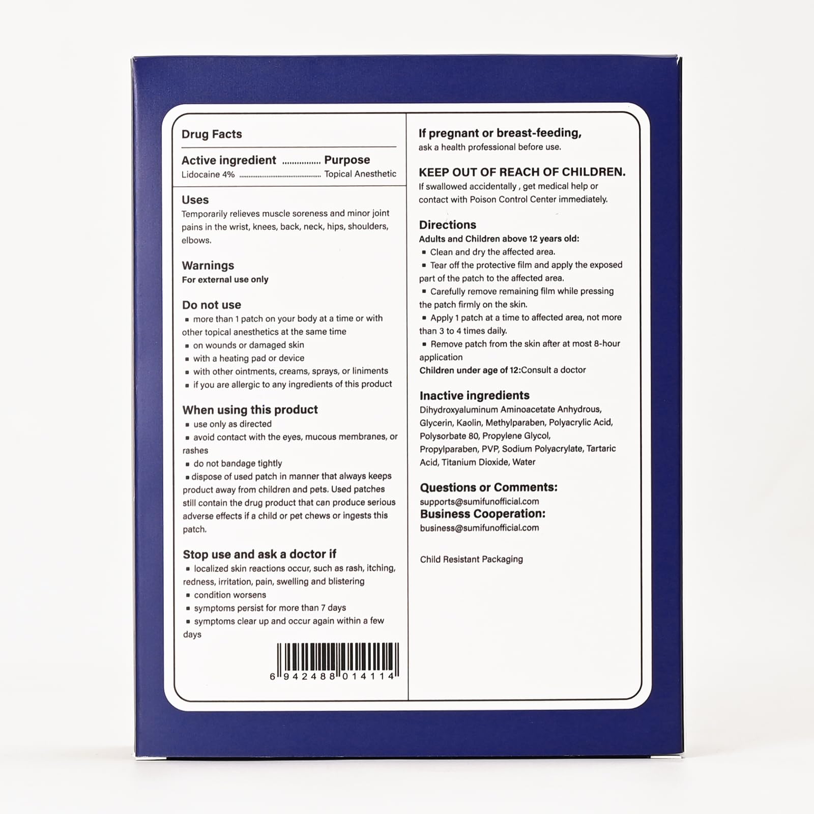 Sumifun 4% Lidocaine XL Pain Patches | Extra Large 4.72"x7.87" for Full Back & Thigh Coverage | Maximum Strength OTC Numbing | 8-Hour Medical Adhesion (X-Large, Count, 18) Sumifun buy supplements canada