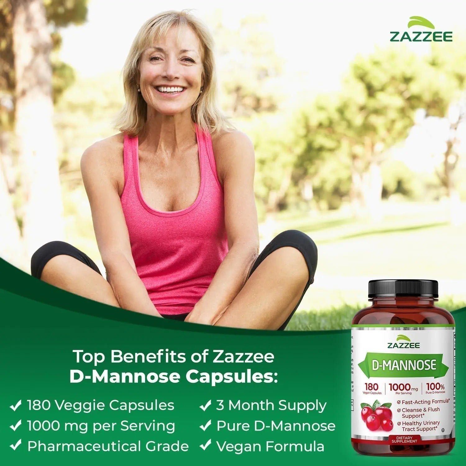 Zazzee Urinary Tract Cleanse & Detox Bundle | USDA Organic Dandelion Root Extract Capsules Plus D-Mannose 1000mg Capsules for UT & Bladder Cleansing Zazzee buy supplements canada