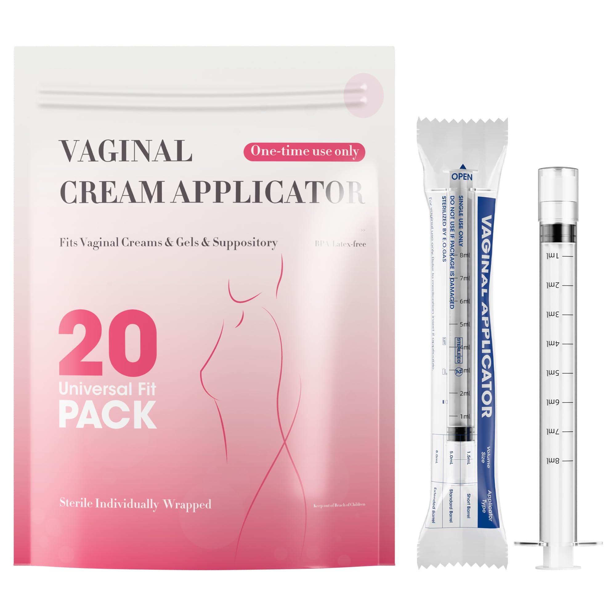 Disposable Vaginal Suppository Applicator for Women – 8ml Lube Injector Syringes with Smooth Tip, Fits Most Creams Gels Pills Tablet Suppositories, Sterilized Individually Wrapped, Pack of 20 BeHerk buy supplements canada