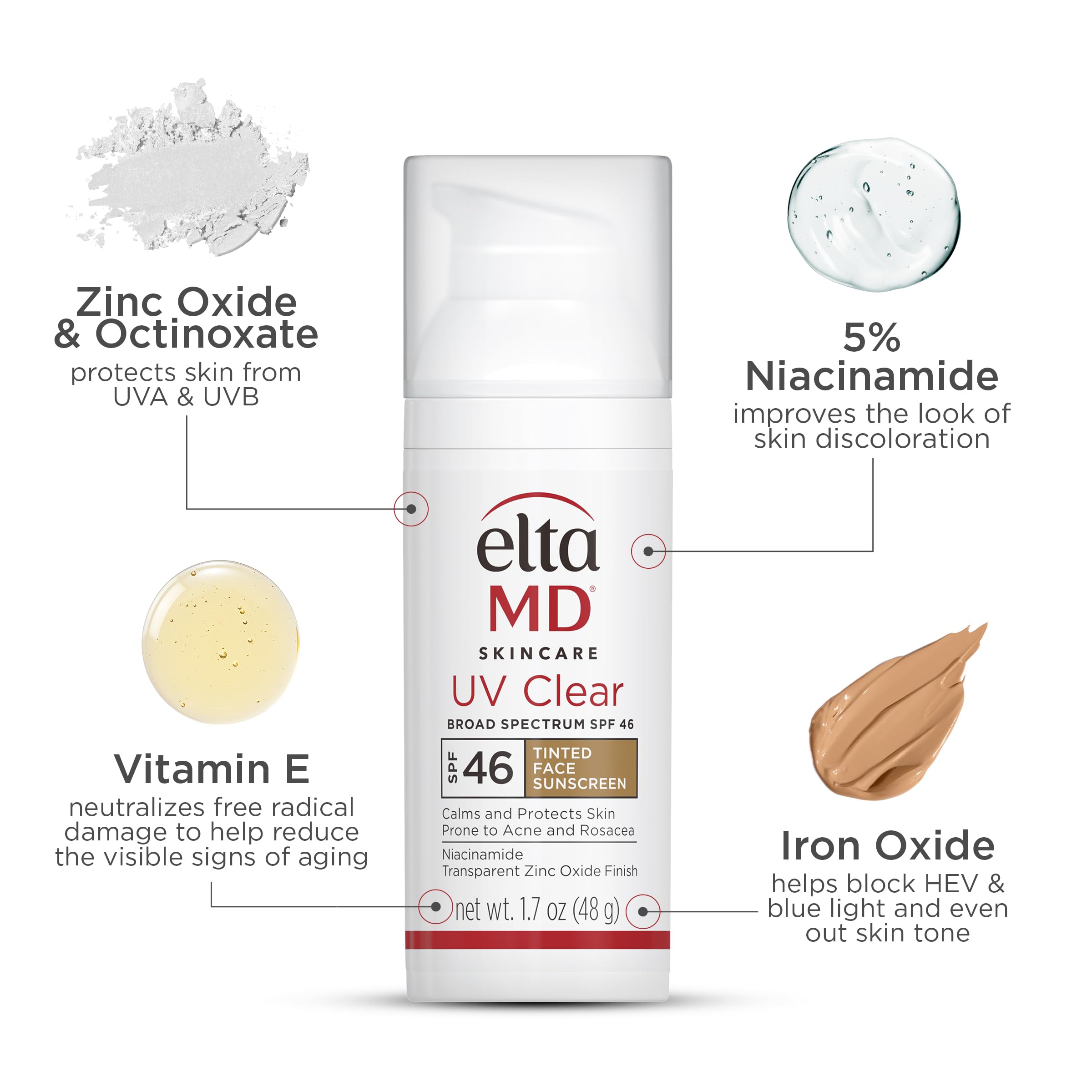 EltaMD UV Clear Tinted Sunscreen for Face, SPF 46 with Zinc Oxide, Oil-Free, Dermatologist Recommended, For Acne-Prone Sensitive Skin, 1.7 oz EltaMD buy supplements canada