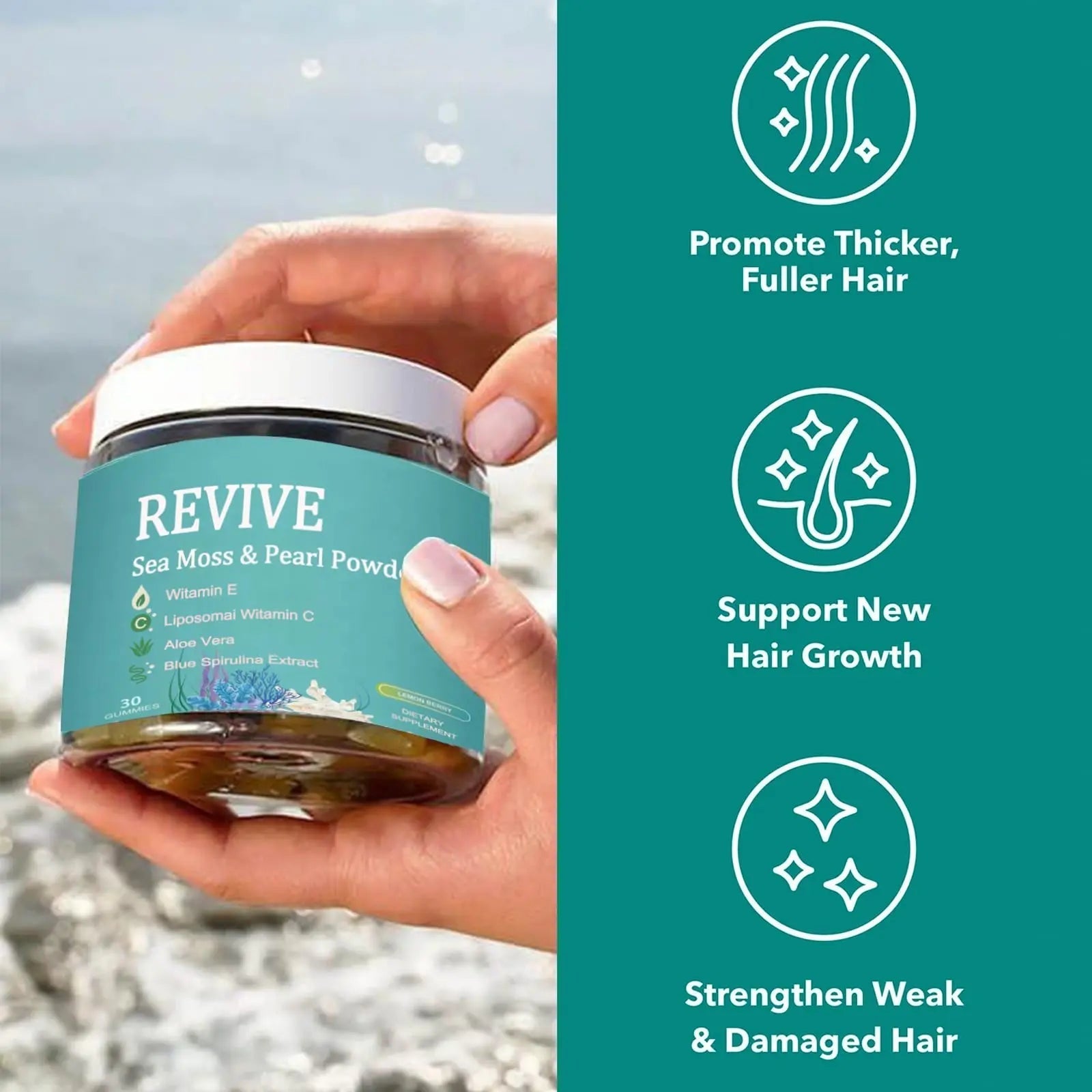 Giamau Revive Hair Gummies, Sea Moss Gummies, Natural Nutrient Blend for Hair Health Support – Gluten-Free, No Harsh Chemicals, 60 Gummies (1) Giamau buy supplements canada