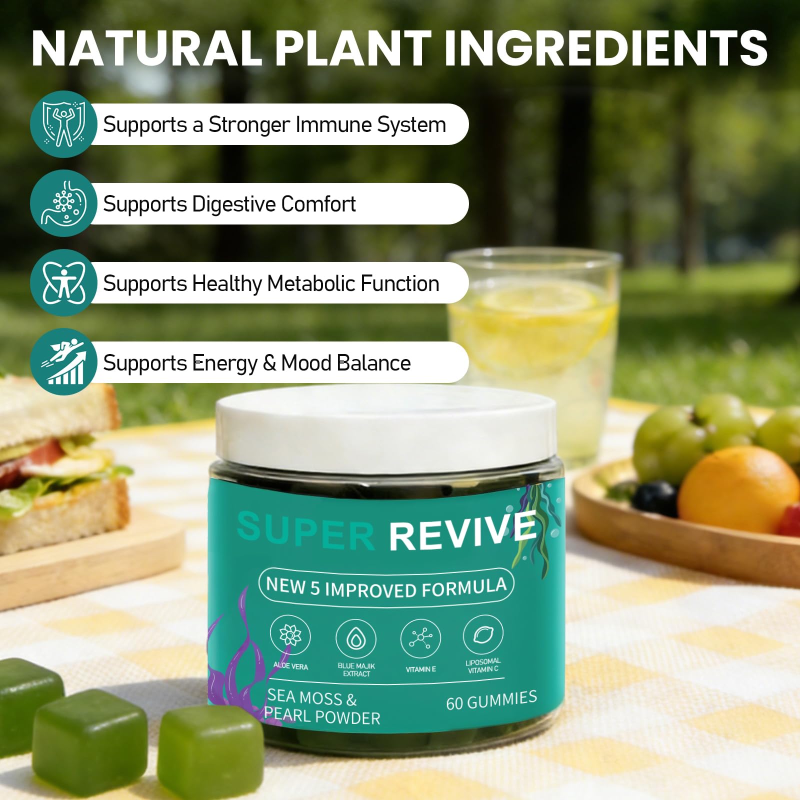 caicieter Super Revive Gummies for Hair Loss - Sea Moss Gummies with Vitamin C, E, Aloe Vera & Pearl Powder Glow, Promotes Thicker, Fuller & Stronger Hair - 60 Count caicieter buy supplements canada