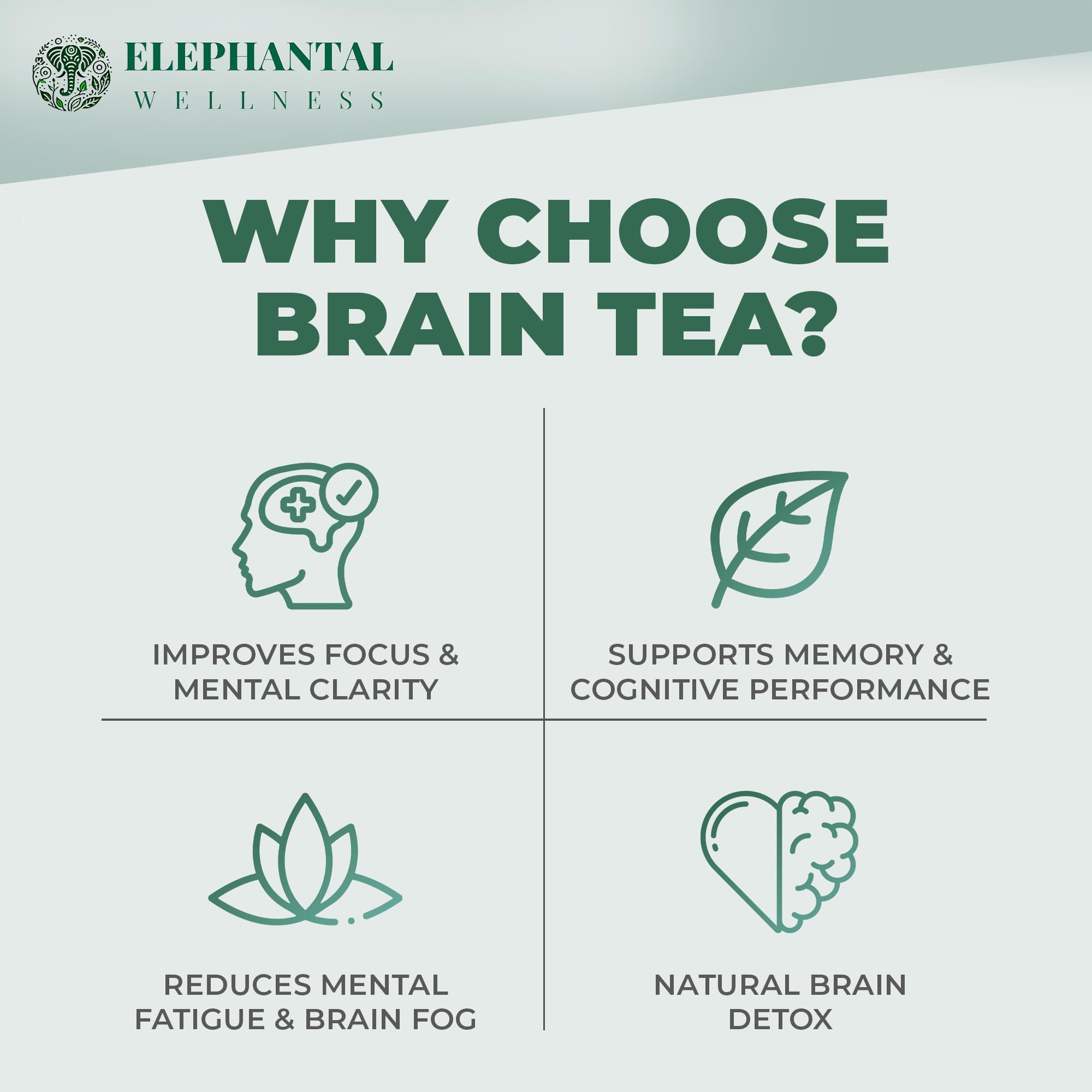 Elephantal Wellness Premium Brain Herbal Tea | Nootropic Focus & Mental Clarity with Ginkgo, Bacopa, Gotu Kola & Rosemary | Non-GMO, Caffeine-Free Coffee Alternative, Handmade Loose Leaf Blend, 2oz Loose Leaf, 20 Servings Elephantal Wellness buy supplements canada