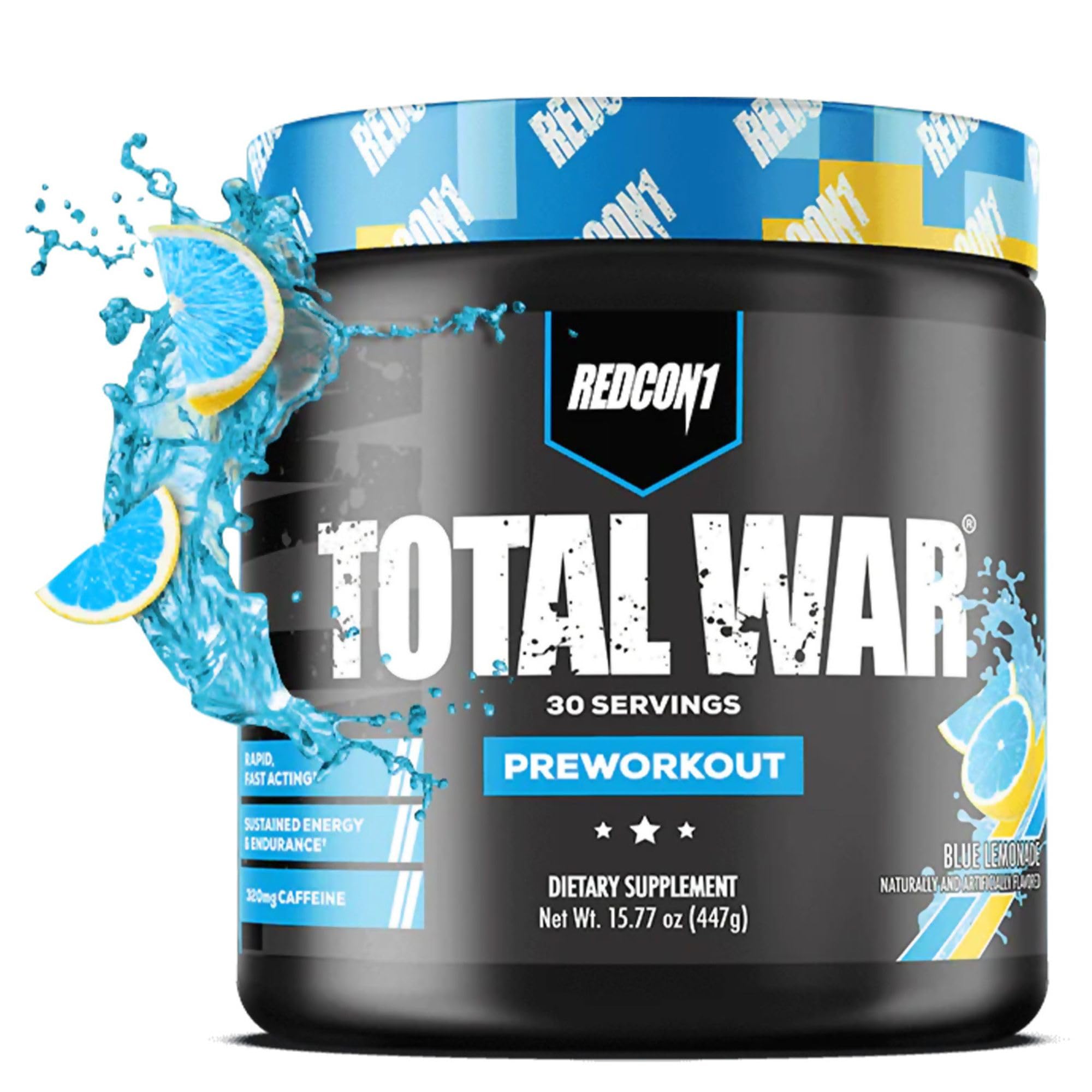 REDCON1 Total War Pre Workout - Beta Alanine + Citrulline Malate Keto Friendly Preworkout for Men & Women with 320mg of Caffeine - Fast Acting -Blue Lemonade (30 Servings) REDCON1 buy supplements canada