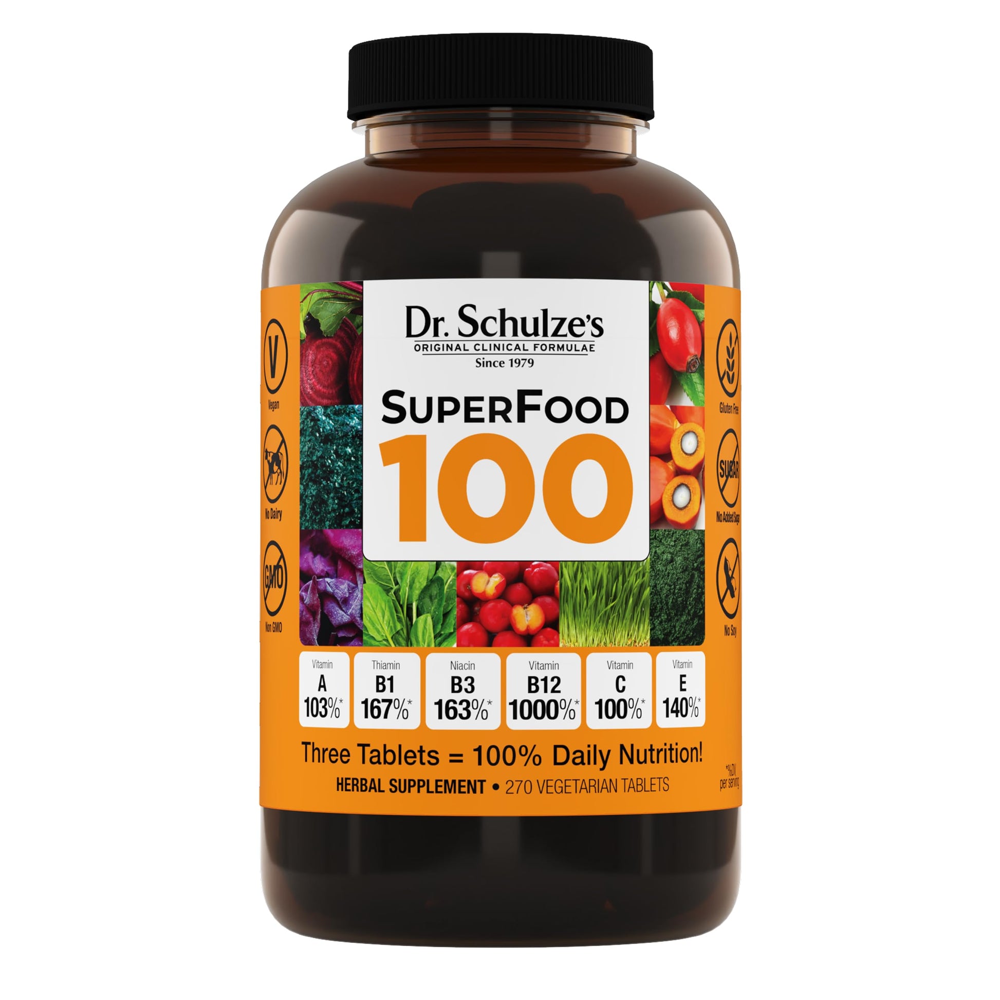 Dr. Schulze's SuperFood 100 - Everyday Superfood Supplement to Support Overall Wellness - Mutivitamin Support for Cellular Nutrition & Energy - Clean Ingredients - Gluten-Free & Dairy-Free - 270 Count Dr. Schulze's buy supplements canada