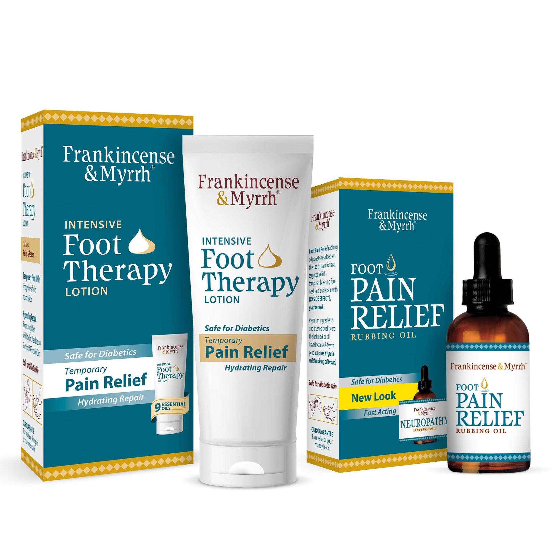 FRANKINCENSE & MYRRH Foot Pain Combo Pack: Foot Pain Relief Rubbing Oil (2 oz) and Intensive Therapy Lotion for feet (3 oz), Neuropathy, Nerve Relief, Frankincense Essential Oil, Maximum Strength FRANKINCENSE & MYRRH buy supplements canada