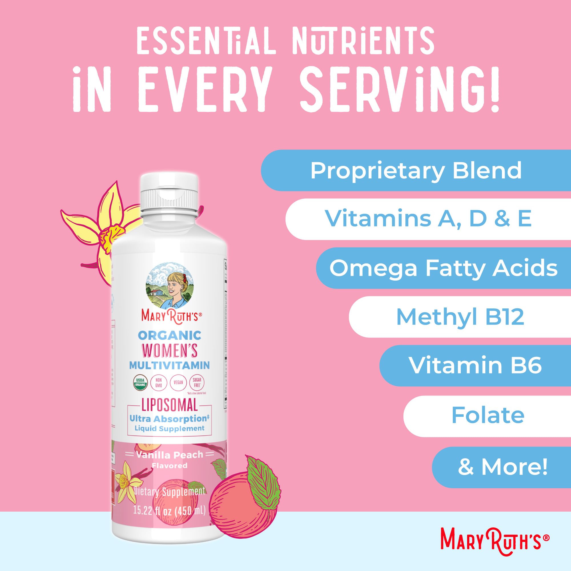 MaryRuth Organics USDA Organic Multivitamin for Women, Sugar Free Womens Multivitamin, Liquid Vitamins for Women, Immune Support Supplement, Ashwagandha, Methylfolate, Vegan, Non-GMO, 15.22 Fl Oz MARYRUTH'S buy supplements canada