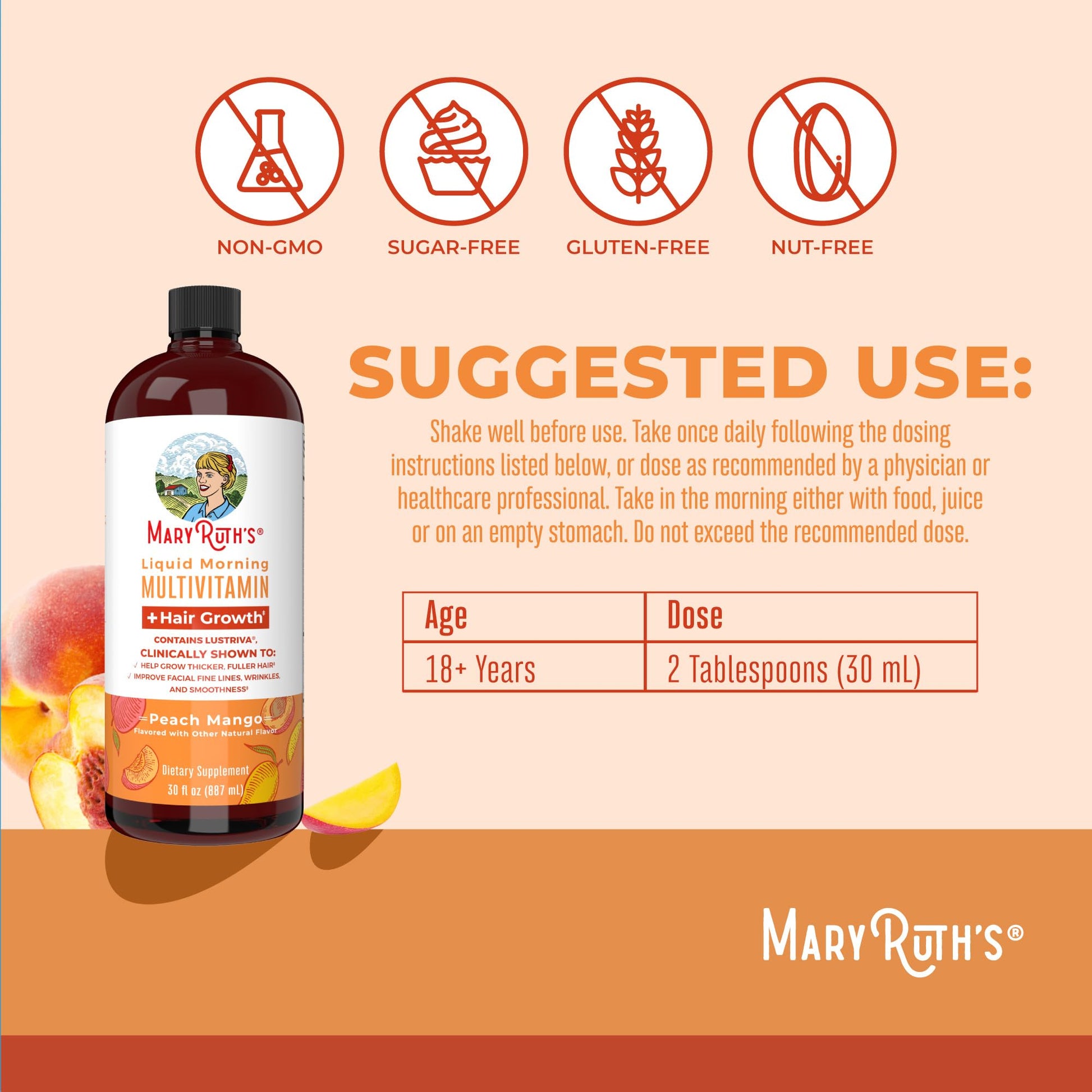 MaryRuth's Liquid Multivitamin+Hair Growth | Clinically Tested for Thicker Hair & Facial Wrinkles in Women | Biotin 10000mcg | Lustriva Hair Growth Supplement | MaryRuth Organics buy supplements canada