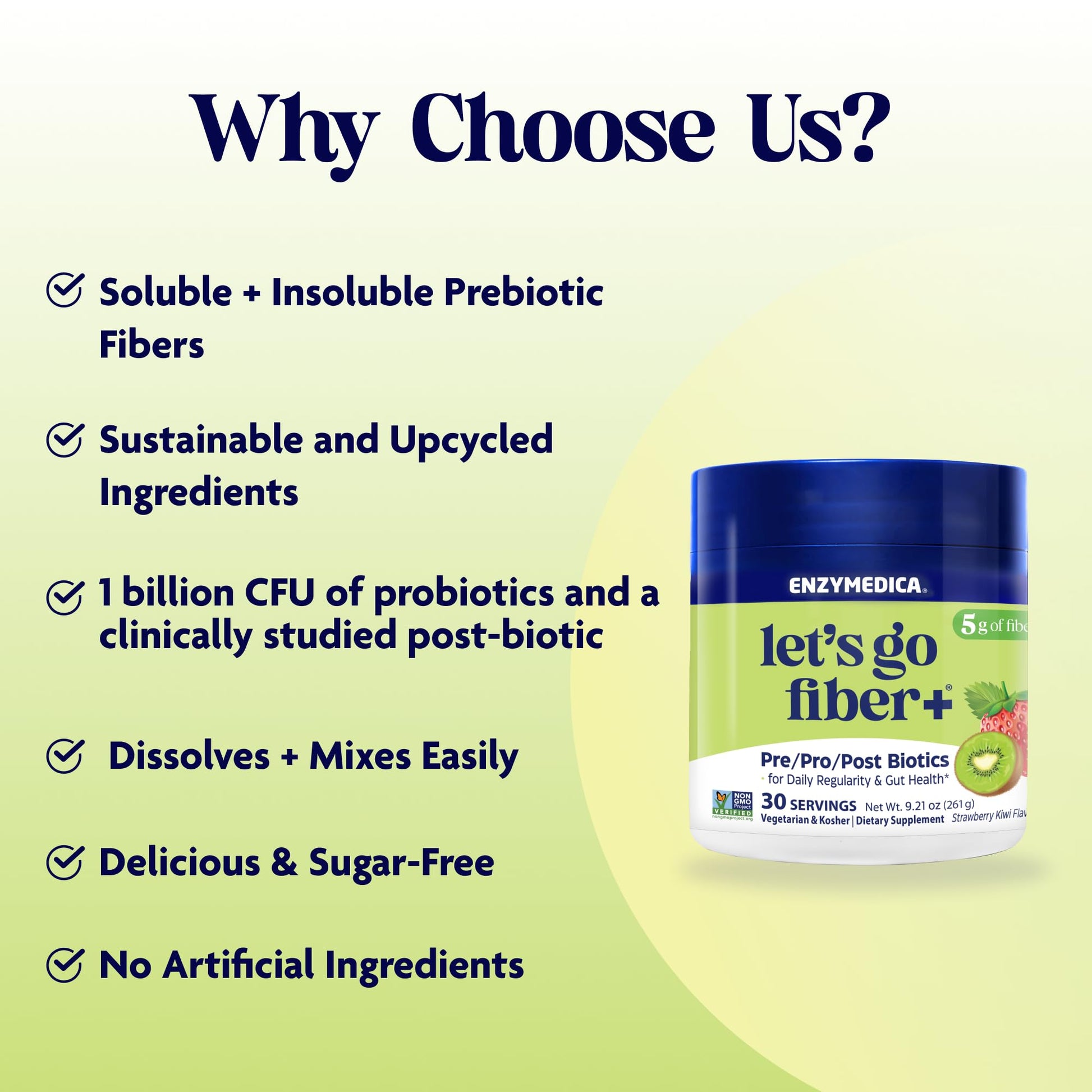 Enzymedica, Let’s Go Fiber+ Strawberry & Kiwi, Prebiotics & Probiotics, Postbiotic, Soluble Fiber for Gut Health, Regularity, Powder for Men & Women, Sugar-Free, 30 Servings Enzymedica buy supplements canada