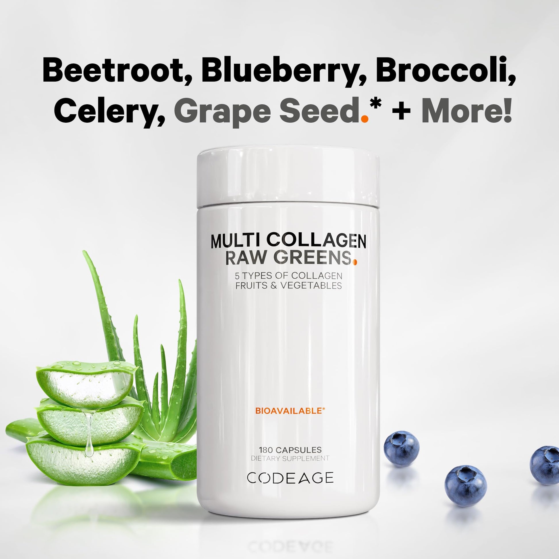 Codeage Multi Collagen Protein + Organic Raw Greens Superfood Capsules Supplement, 21 Fruits & Veggies, Grass-Fed Hydrolyzed Collagen Peptides, 5 Types All-in-One, 180 Count Codeage buy supplements canada
