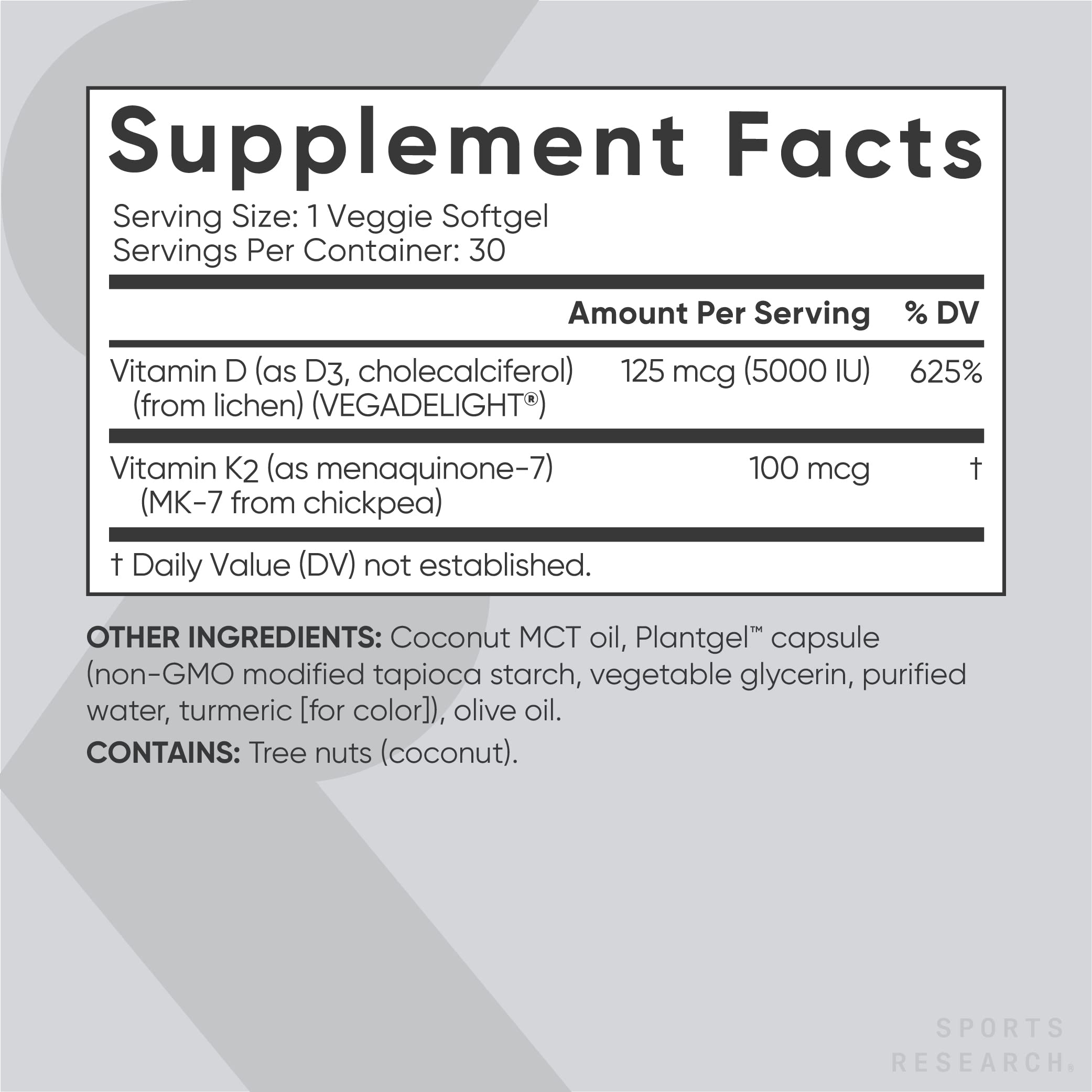 Sports Research Vegan Vitamin D3 + K2 Supplement with Organic Coconut Oil - 5000iu Sports Research buy supplements canada