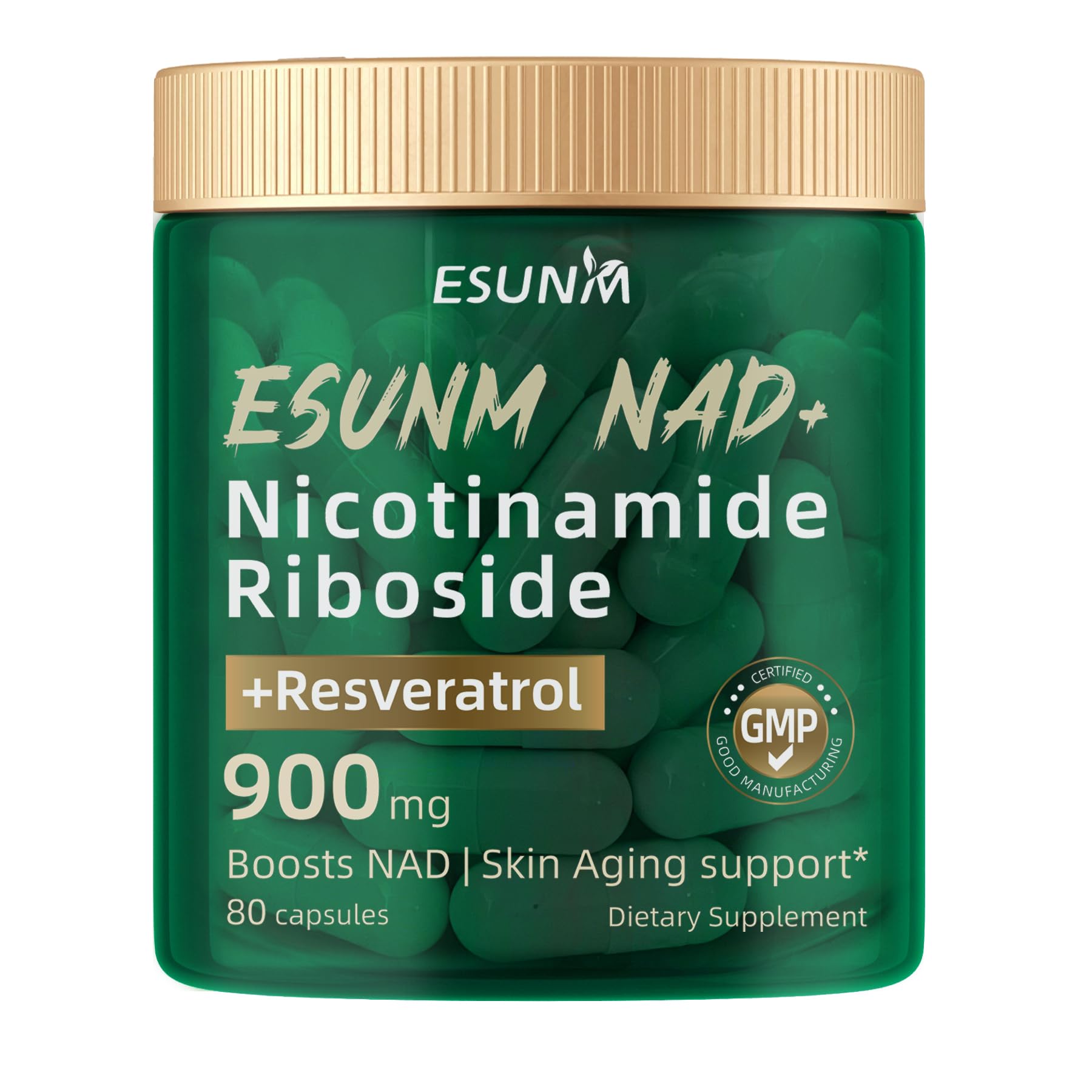 ESUNM Liposomal NAD+ Supplement with Resveratrol, NMN Supplement NAD Resveratrol Support Cellular Health, Stamina & Healthy Aging,Third-Party Tested，80 Capsules ESUNM buy supplements canada