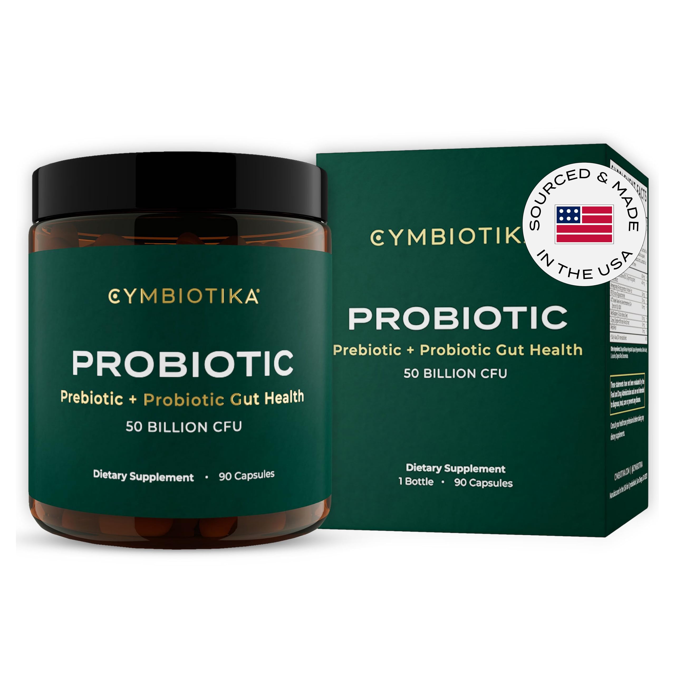CYMBIOTIKA Probiotic + Prebiotic, 60 Billion CFU - 19 Strains, Gut Health Supplement for Women & Men, Immune Support, Digestive Health, & Gut Balance, 90 Capsules, 1 Month Supply, Made in USA CYMBIOTIKA buy supplements canada