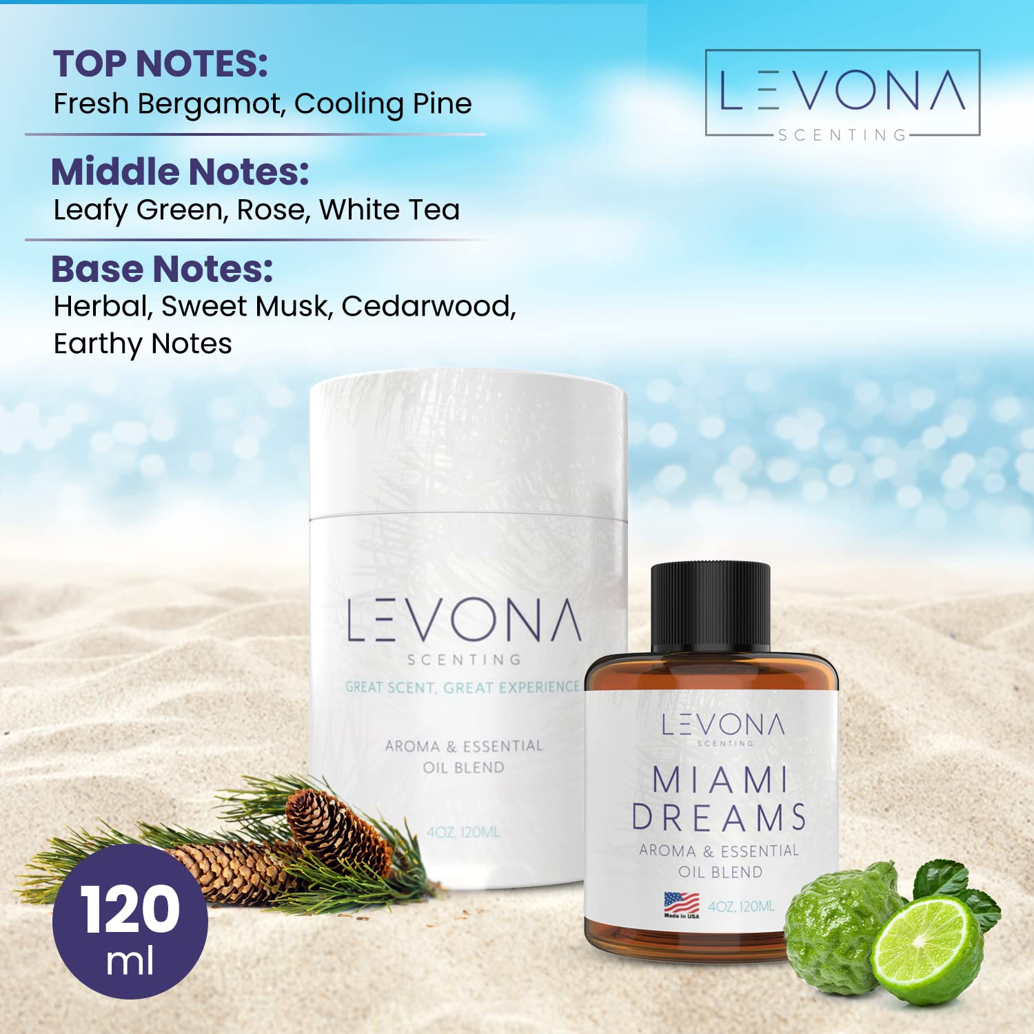 Levona Scent Essential Oils for Diffusers for Home: Miami Dreams Hotel & Home Luxury Scents Fragrance Oil LEVONA SCENT buy supplements canada