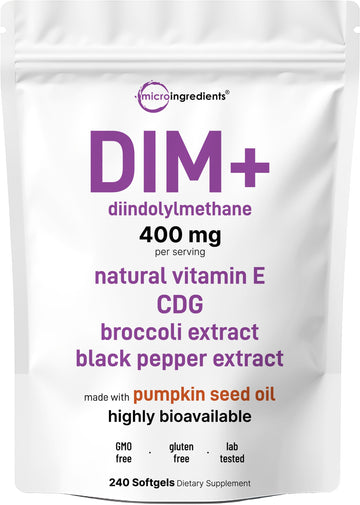 Micro Ingredients DIM+ Supplement 400mg for Men & Women | 240 Softgels with Pumpkin Seed Oil | Highly Bioavailable 7-in-1 Complex with Vitamin E, CDG, Broccoli & Black Pepper Extract Micro Ingredients buy supplements canada