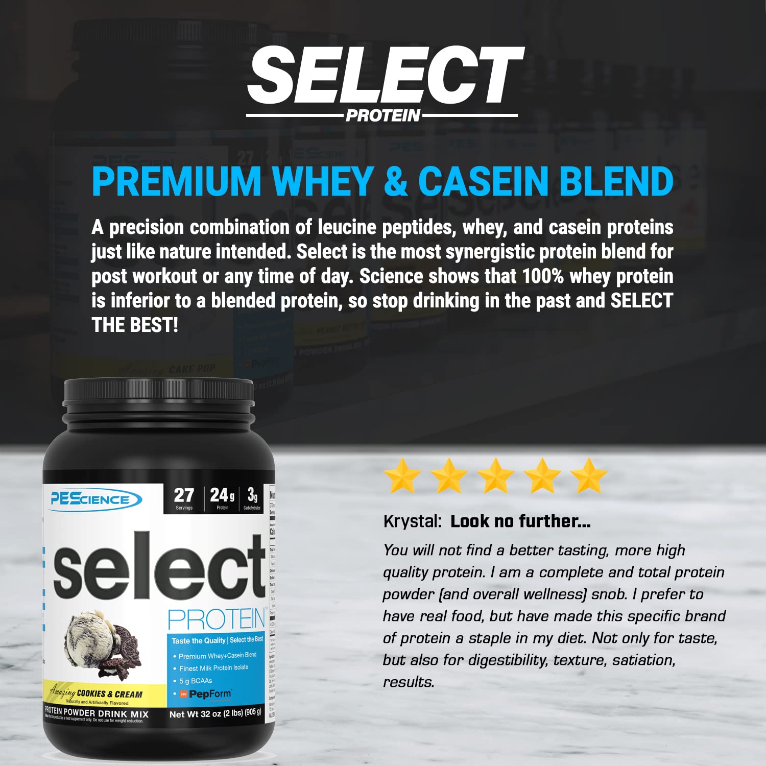PEScience Select Protein, Cookies and Cream, 27 Serving, Premium Whey and Casein PEScience buy supplements canada