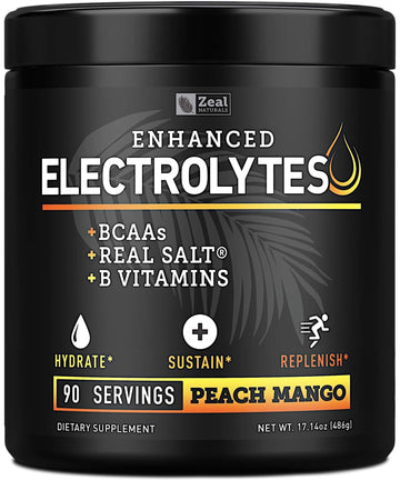 Enhanced Electrolyte Powder (Peach Mango | 90ct.) + BCAA, B-Vitamins & Real Salt Zeal Naturals buy supplements canada