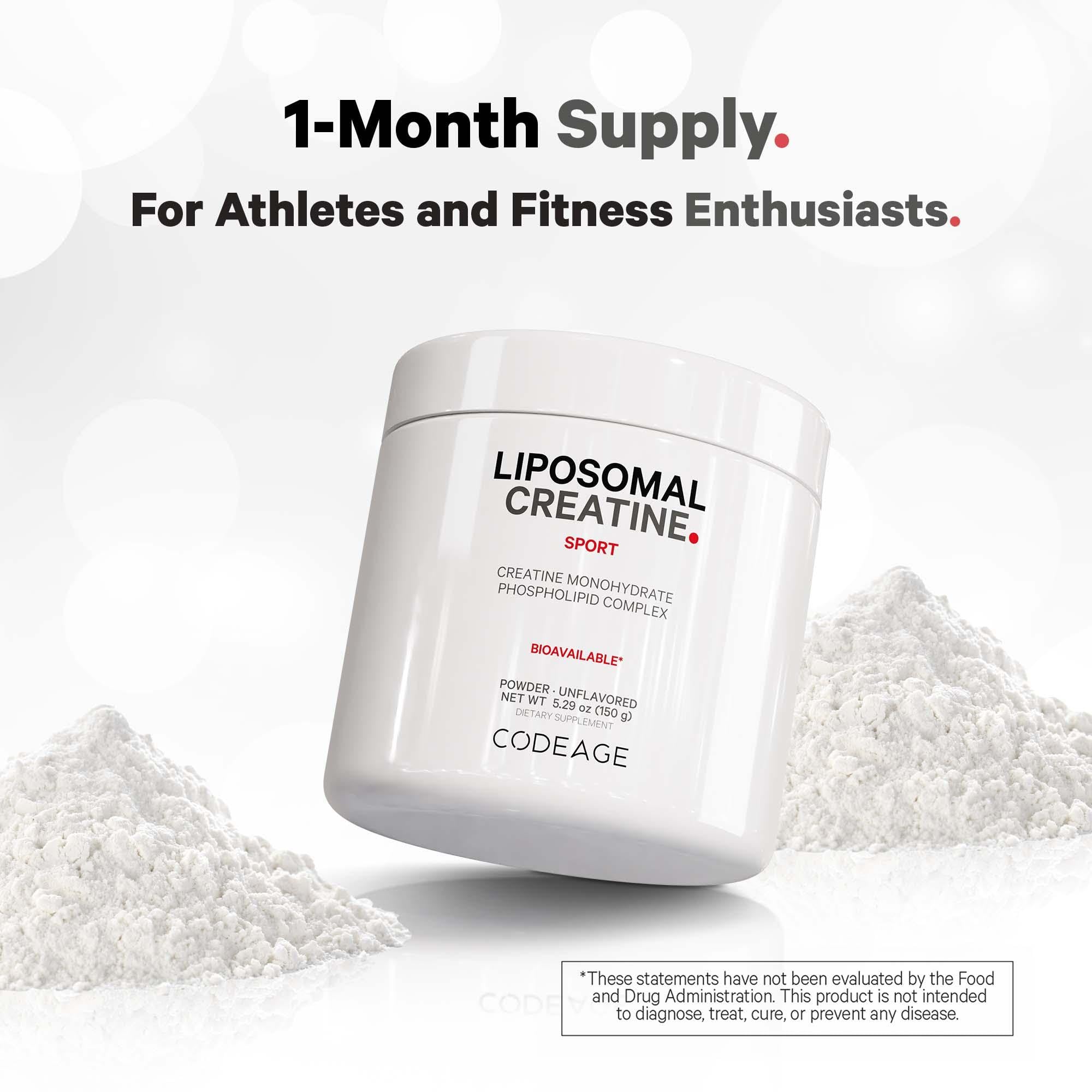 Codeage Liposomal Creatine Powder Supplement, Pure Creatine Monohydrate 5000mg, Pre Workout & Post Workouts - Unflavored Creatine, Micronized Creatine Powder - Creatinine for Sports - 30 Servings Codeage buy supplements canada
