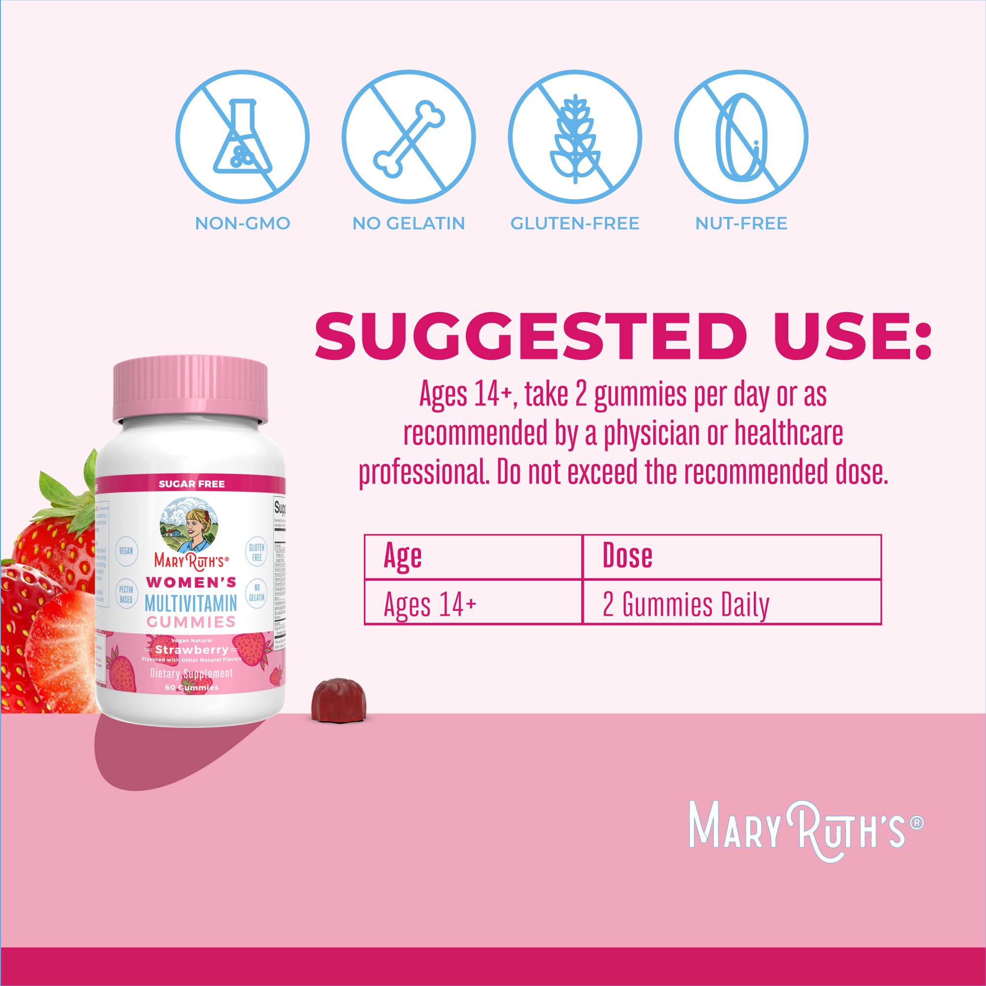 MaryRuth Organics Women's Immune Support Multivitamin Gummies | Ages 14+ | Skin Health | Gummy Vitamins for Women | Sugar-Free | Vegan | Non-GMO | 60 Count MARYRUTH'S buy supplements canada